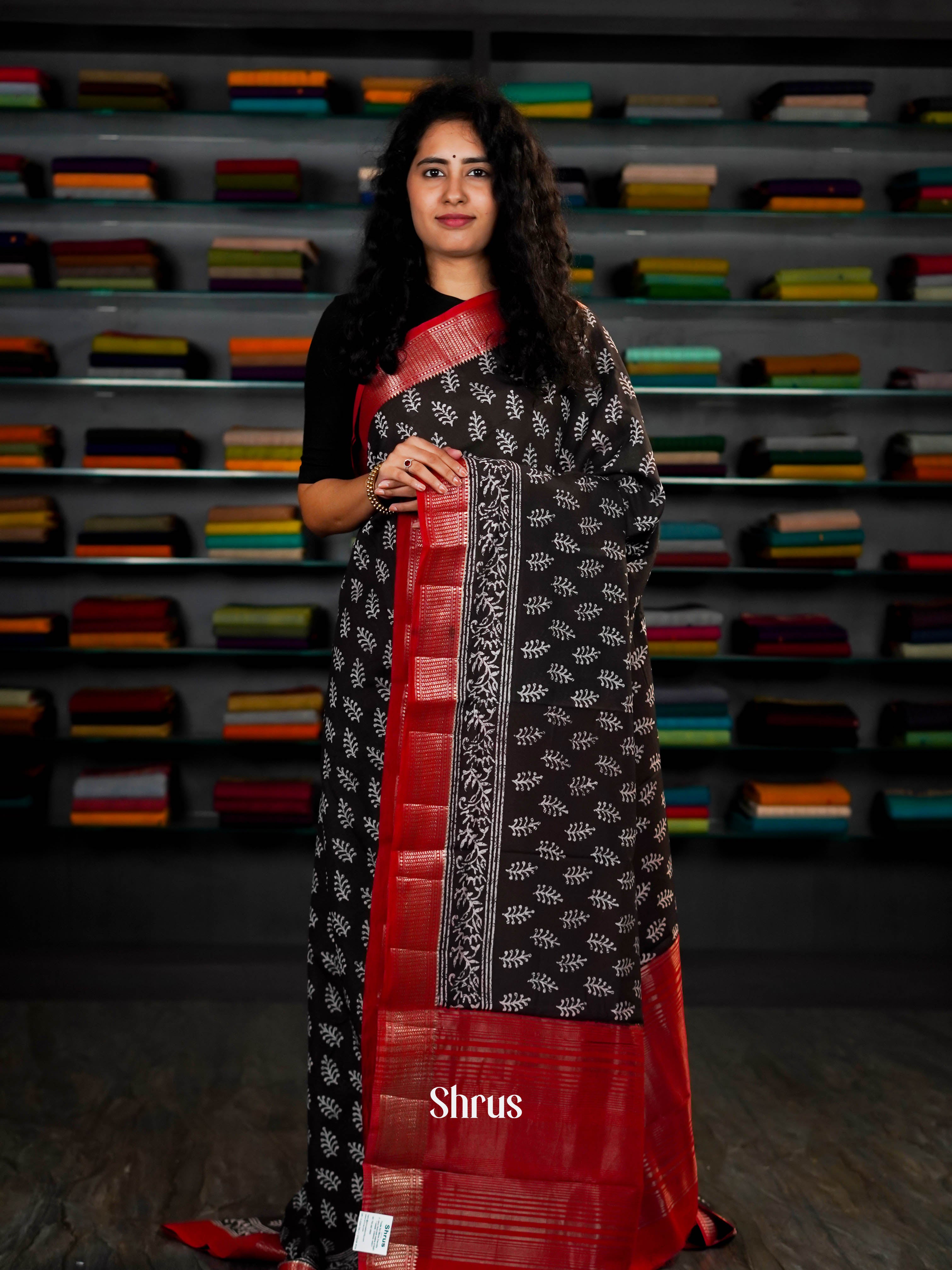 Black & Red - Art Modal Saree - Shop on ShrusEternity.com