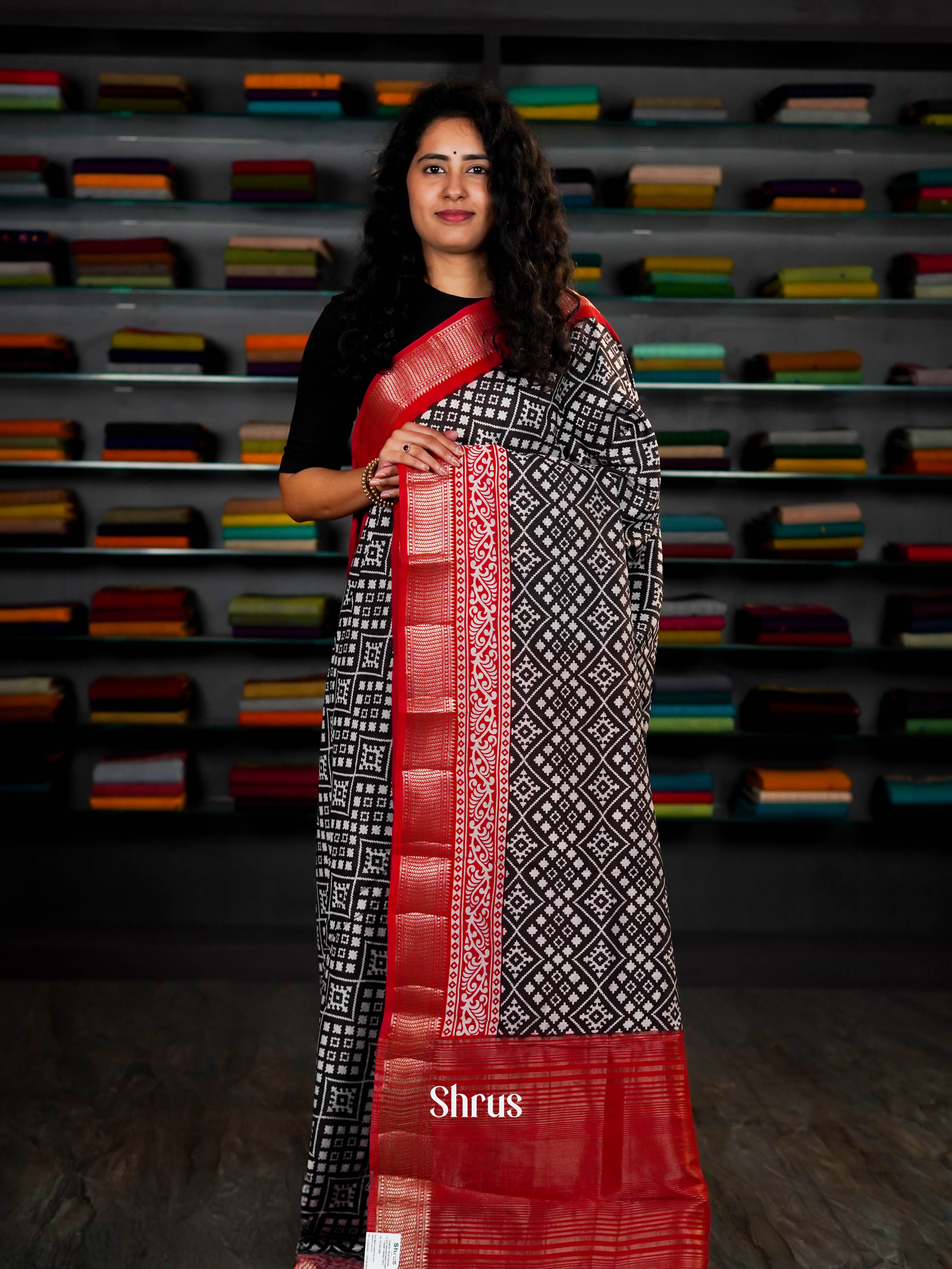 Black & Red - Art Modal Saree - Shop on ShrusEternity.com