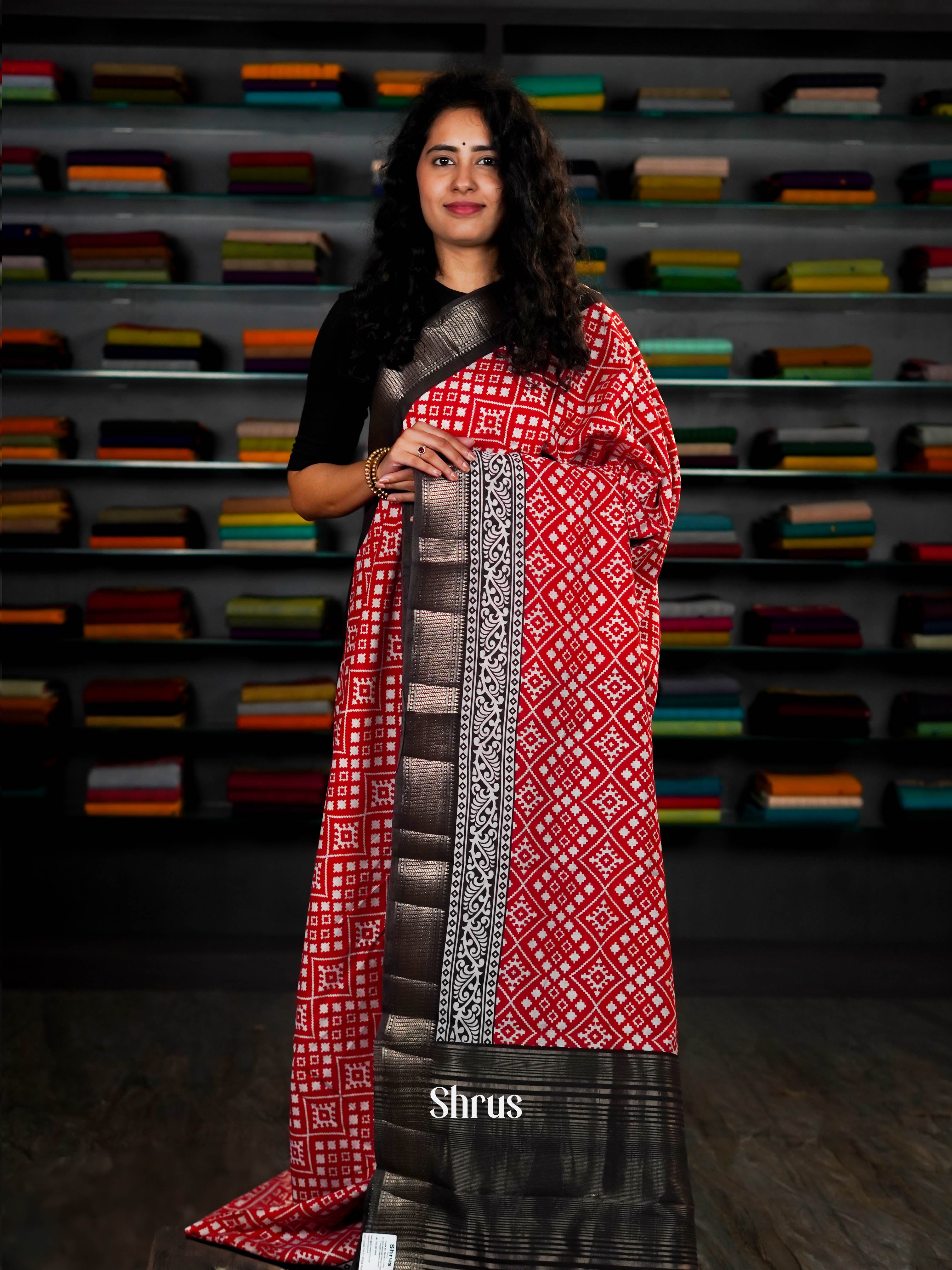 Red & Black - Art Modal Saree - Shop on ShrusEternity.com