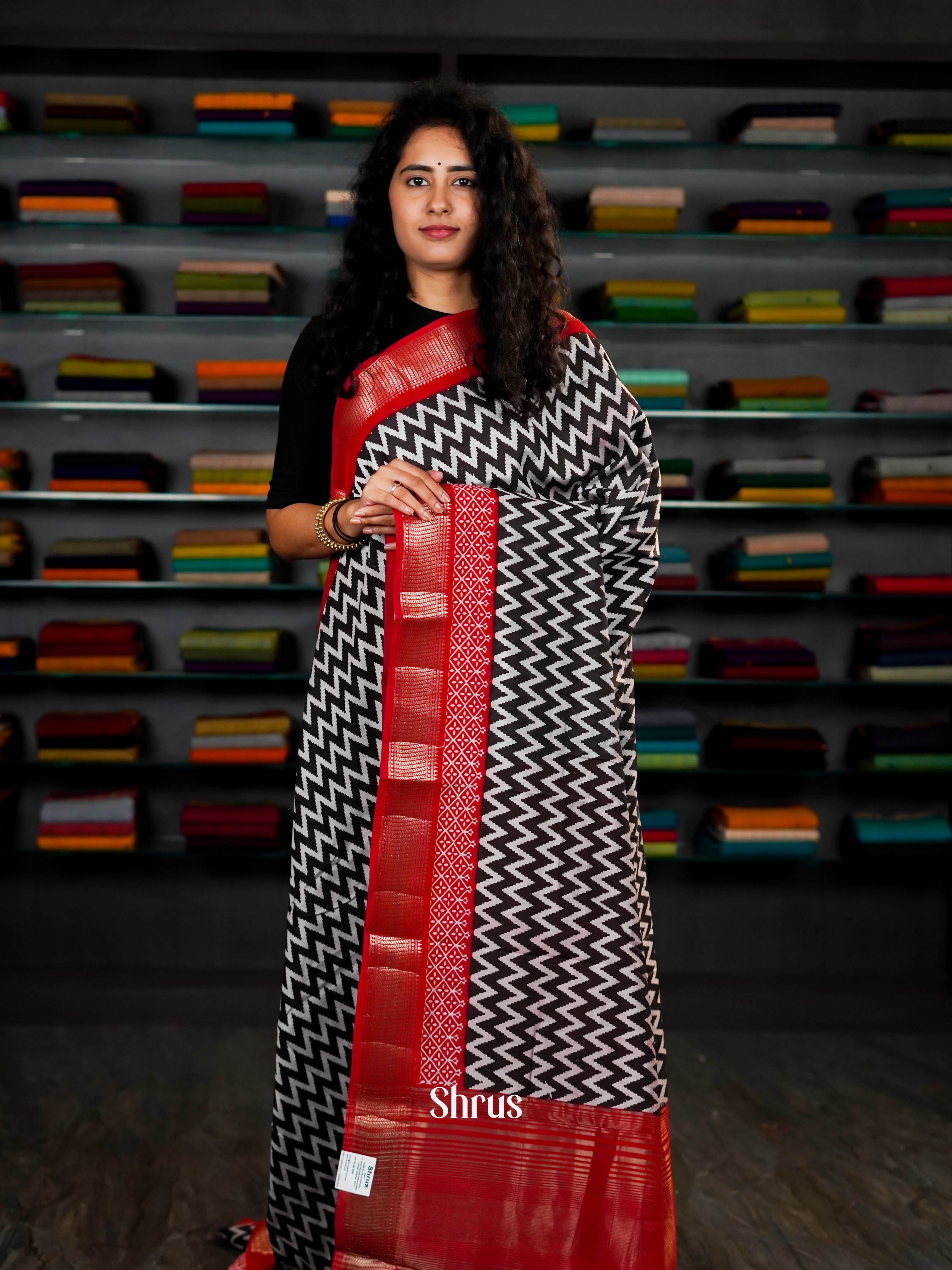 Black & Red - Art Modal Saree - Shop on ShrusEternity.com