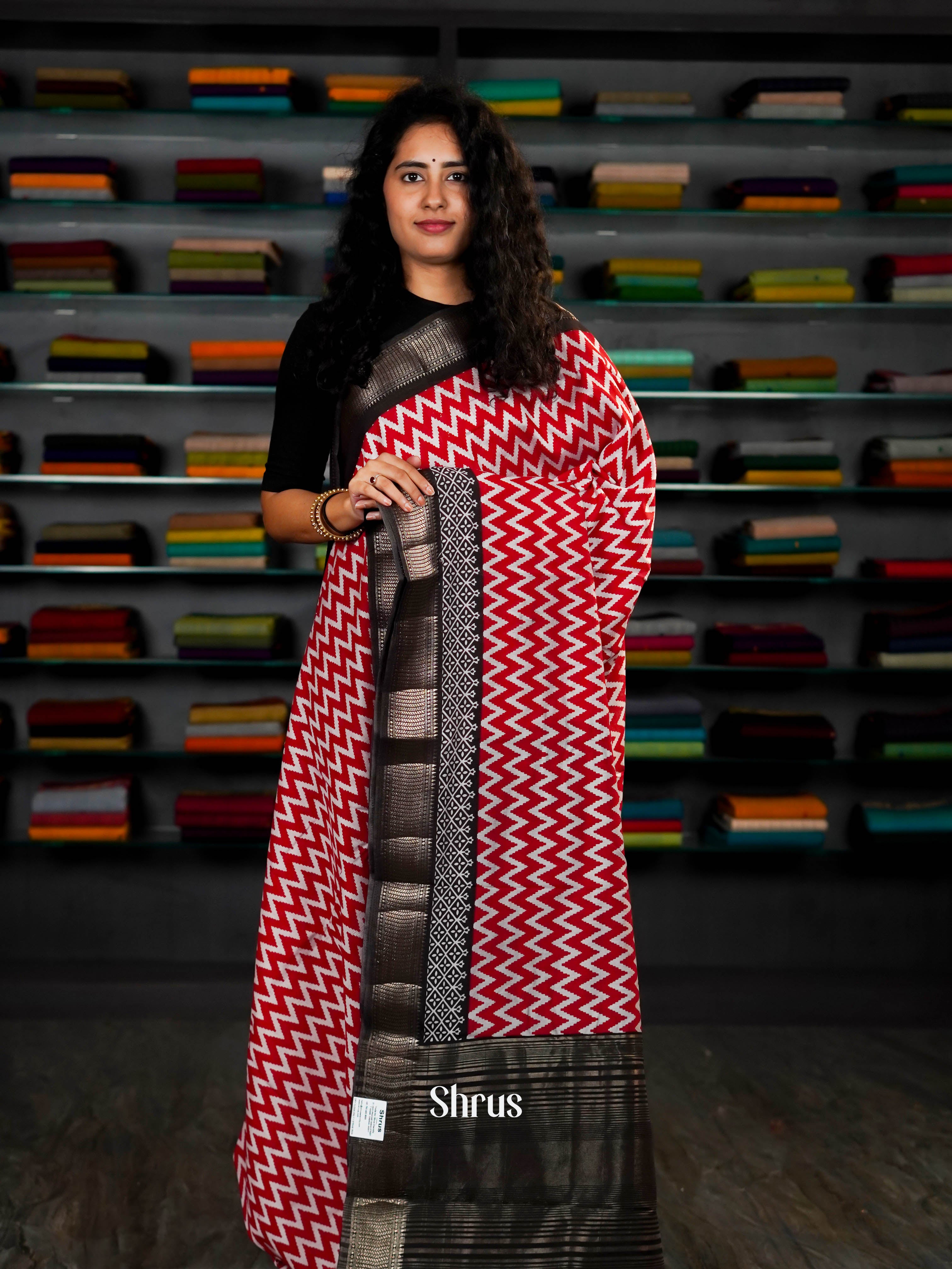 Red & Black - Art Modal Saree - Shop on ShrusEternity.com