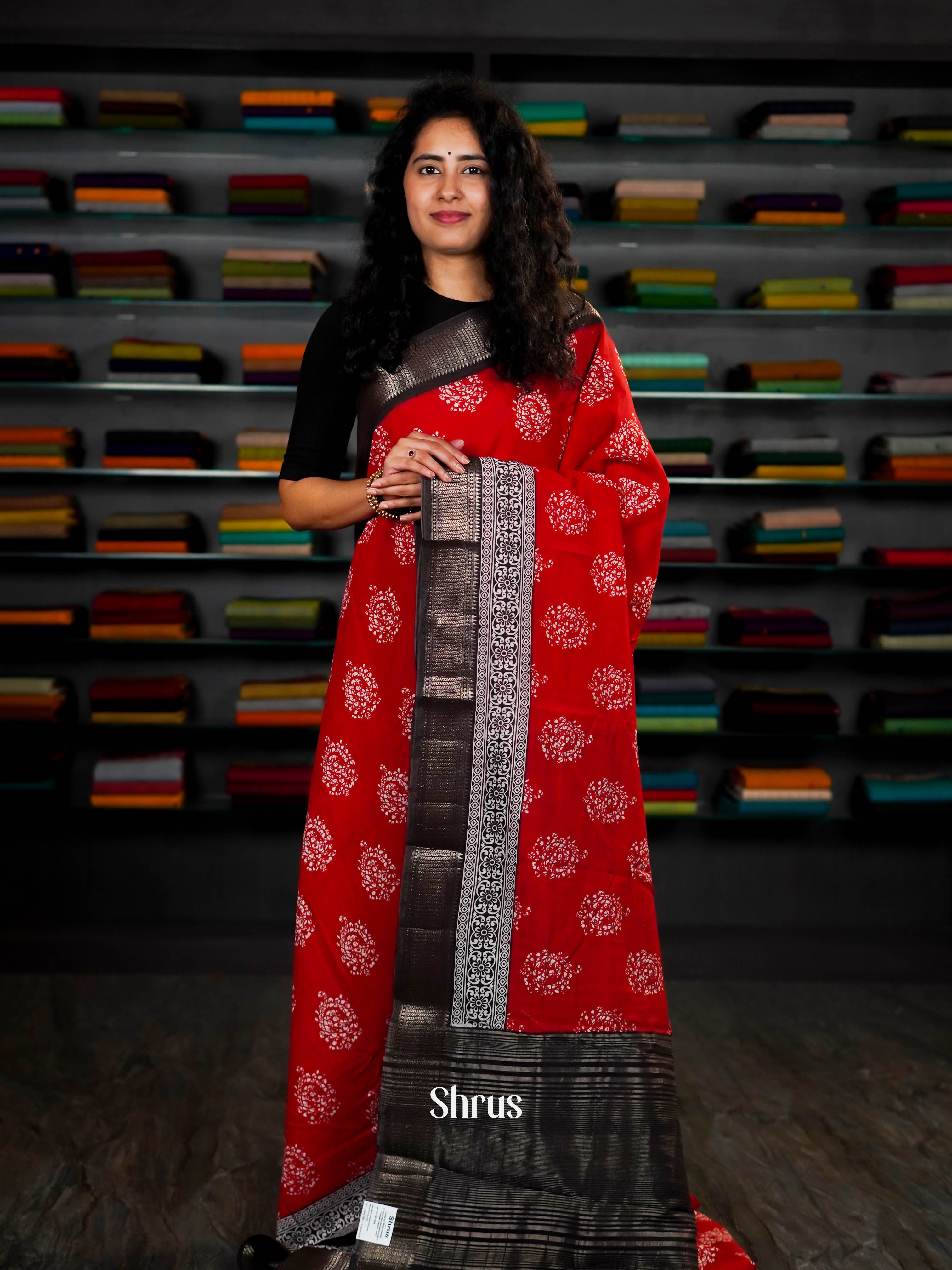 Red & Black - Art Modal Saree - Shop on ShrusEternity.com