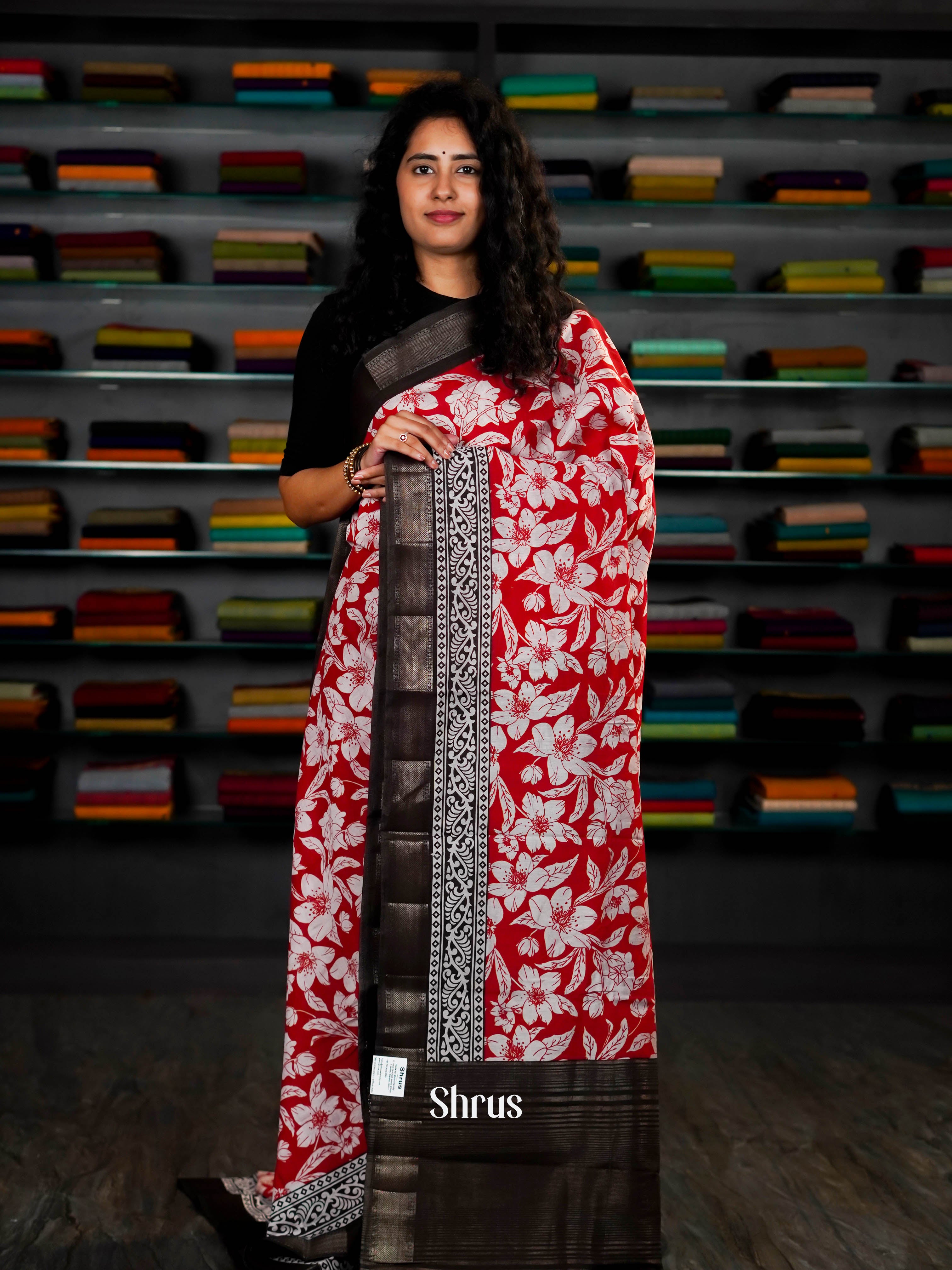 Red & Black - Art Modal Saree - Shop on ShrusEternity.com