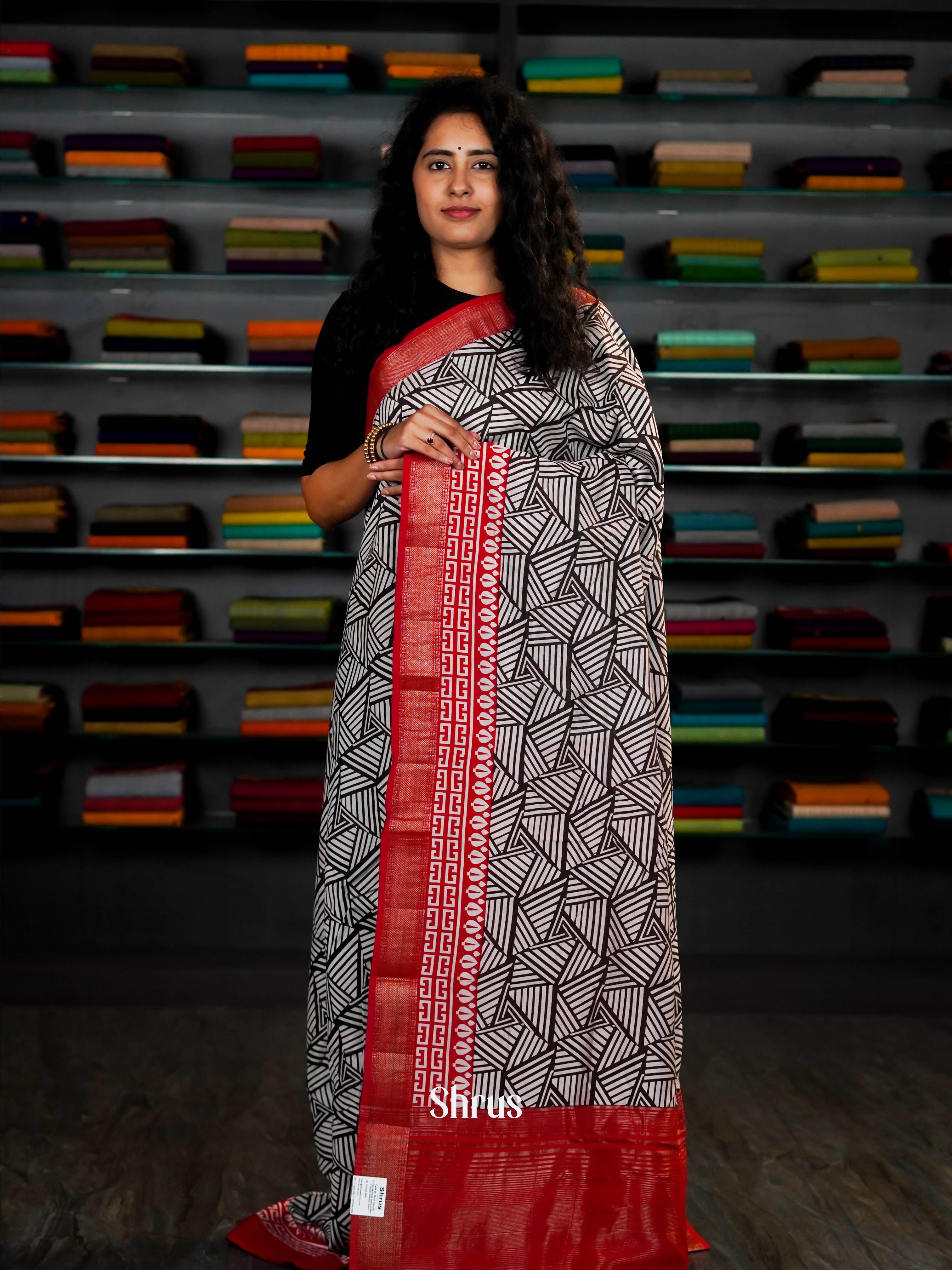 Black & Red - Art Modal Saree - Shop on ShrusEternity.com