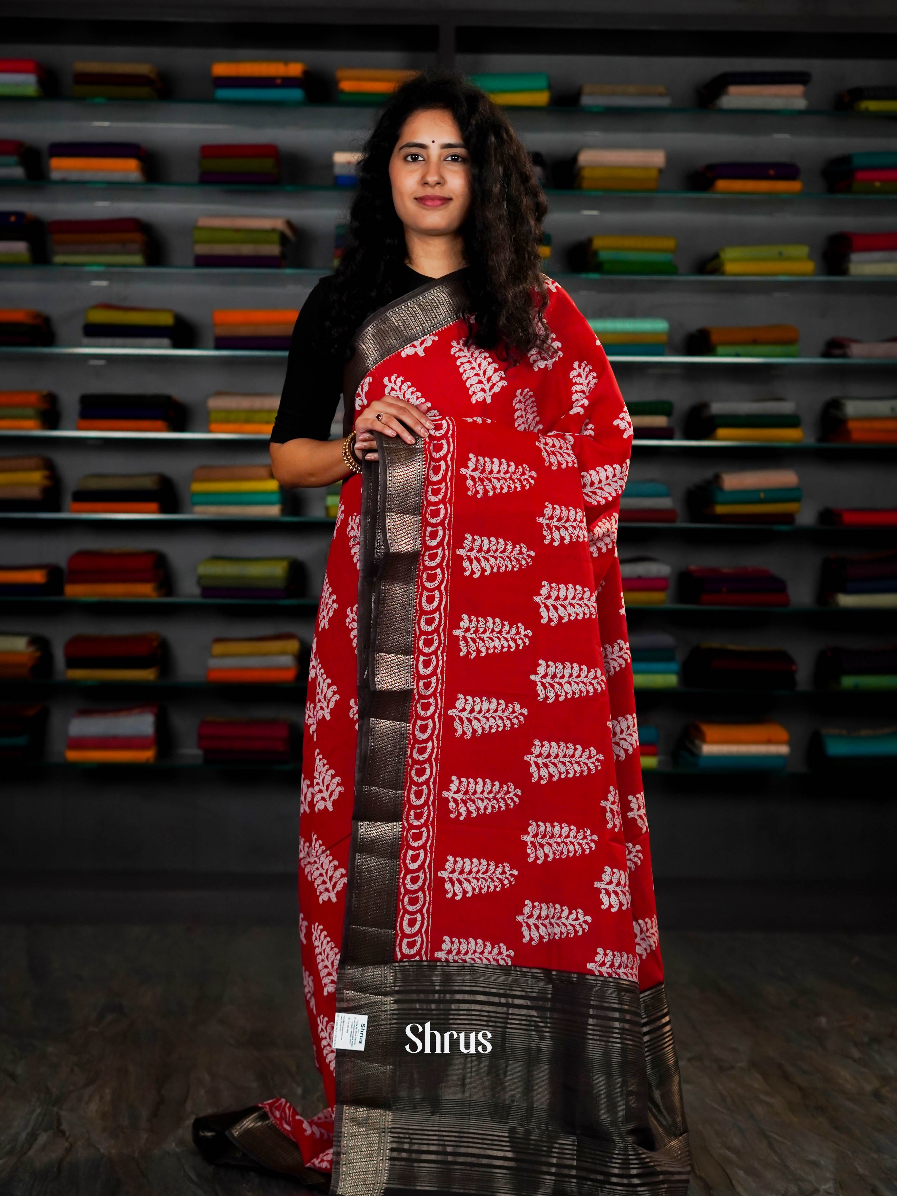 Red & Black - Art Modal Saree - Shop on ShrusEternity.com