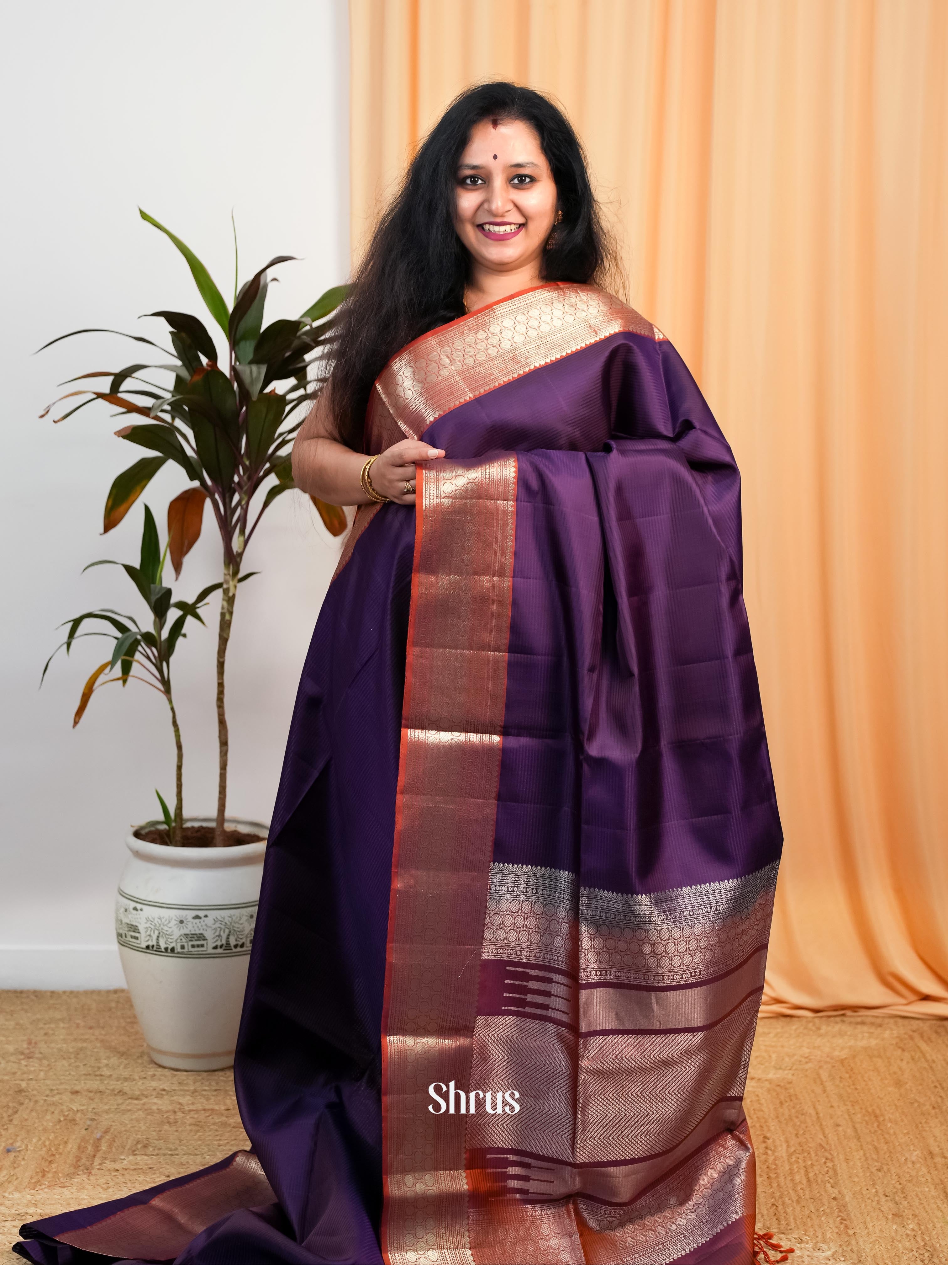 Purple (Vadamalli) & Copper - Soft Silk - Shop on ShrusEternity.com
