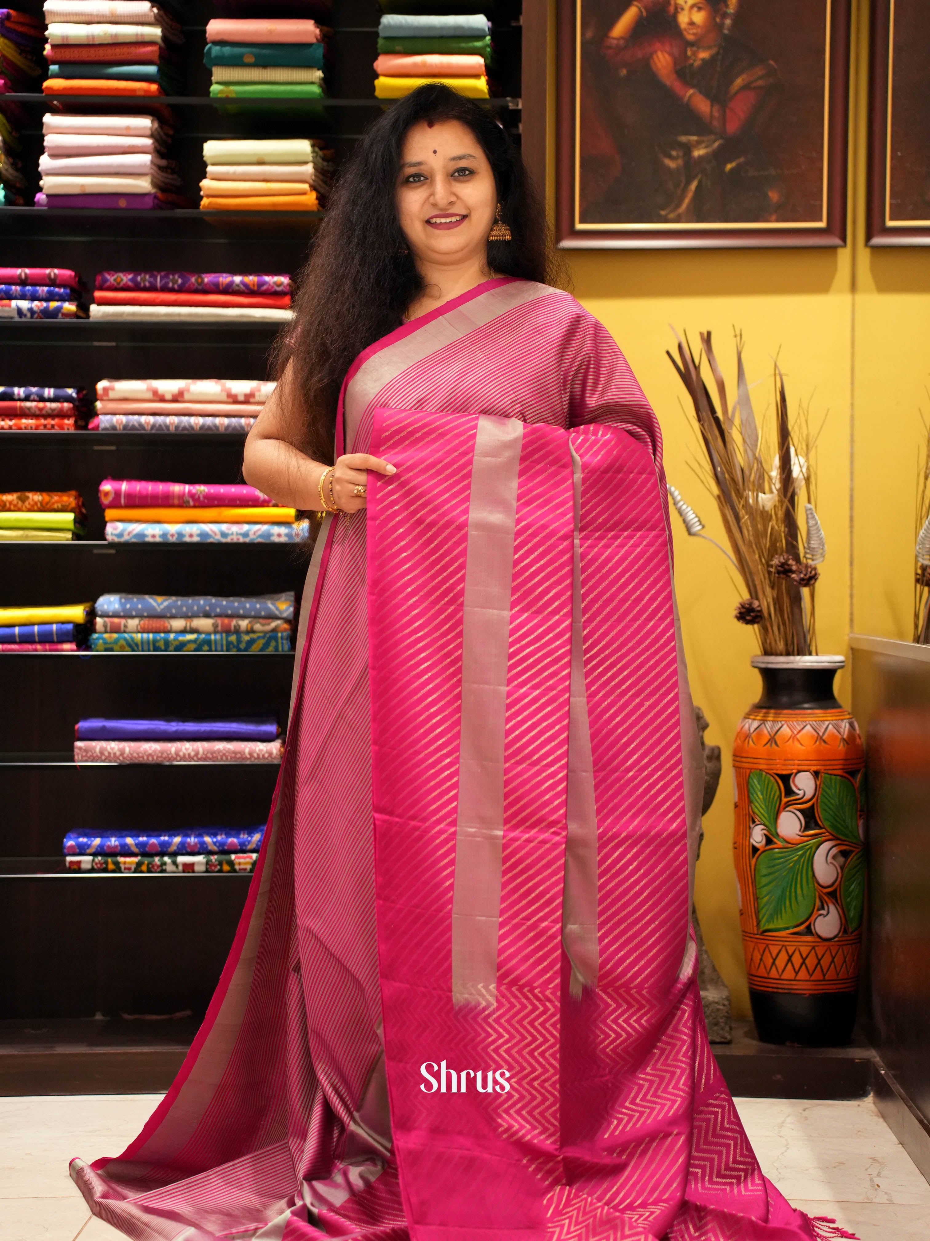 Pink - Soft Silk Saree - Shop on ShrusEternity.com