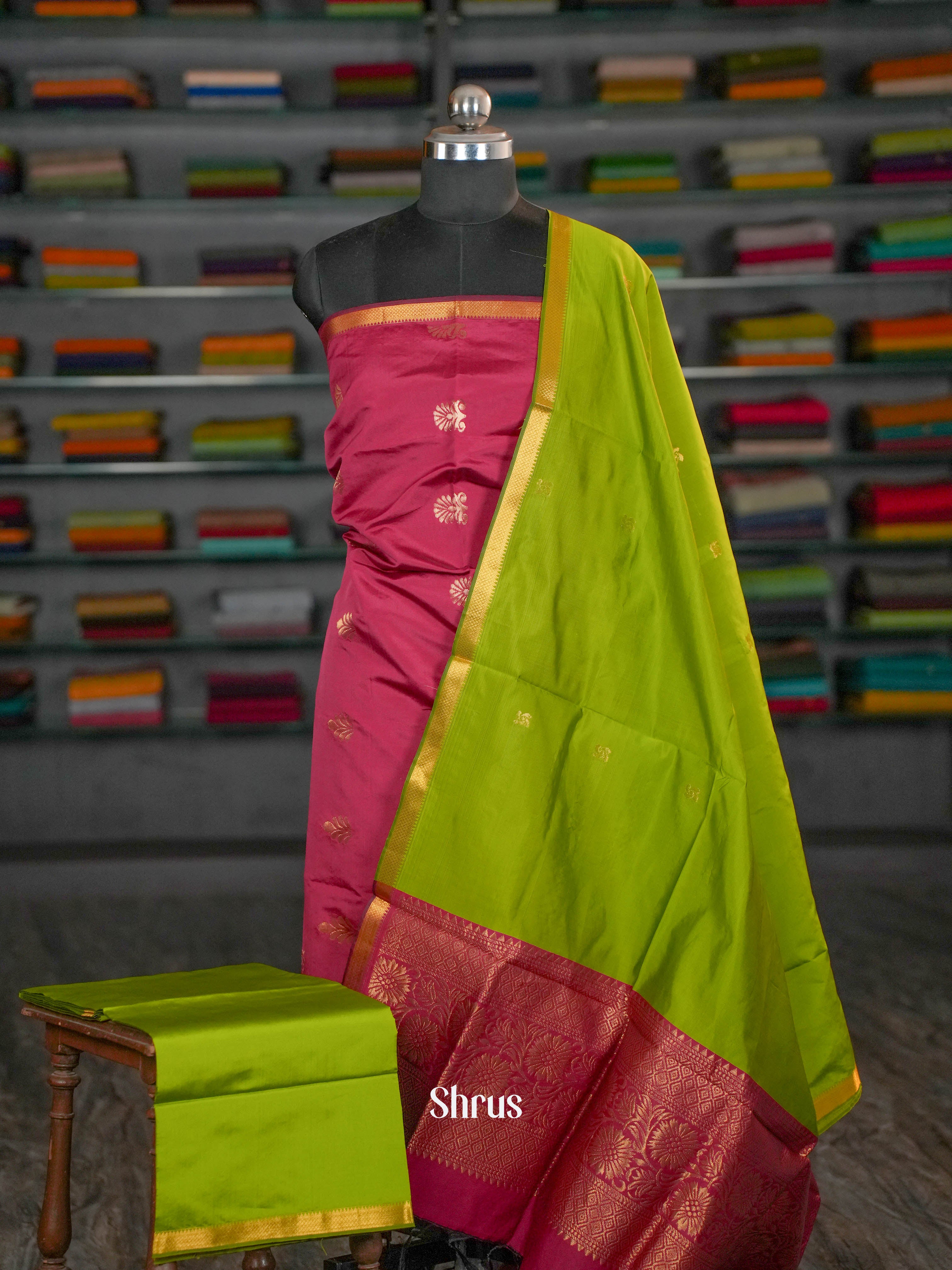 Maroon & Green - semi softsilk salwar - Shop on ShrusEternity.com