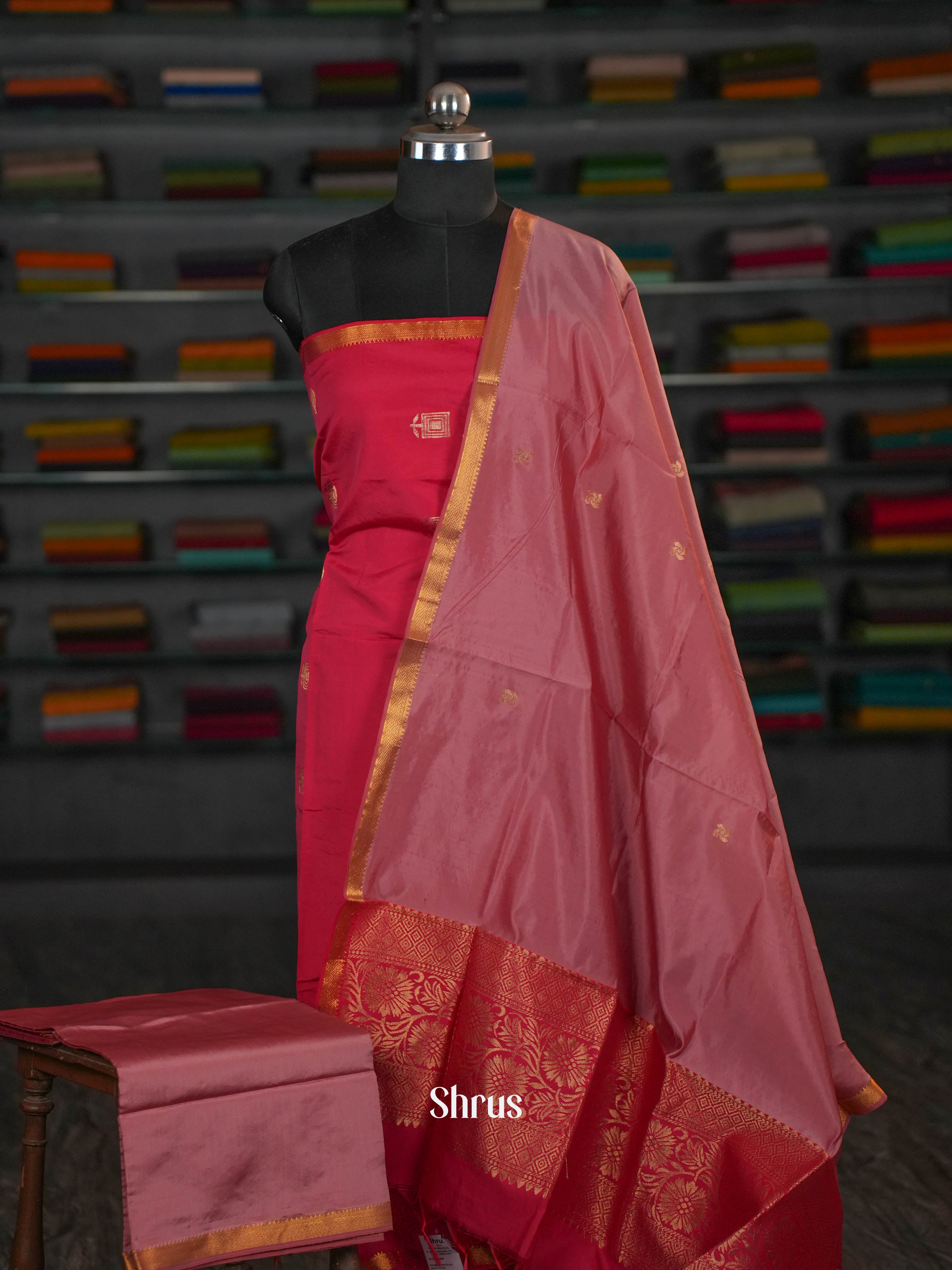 Red & Pink - semi softsilk salwar - Shop on ShrusEternity.com