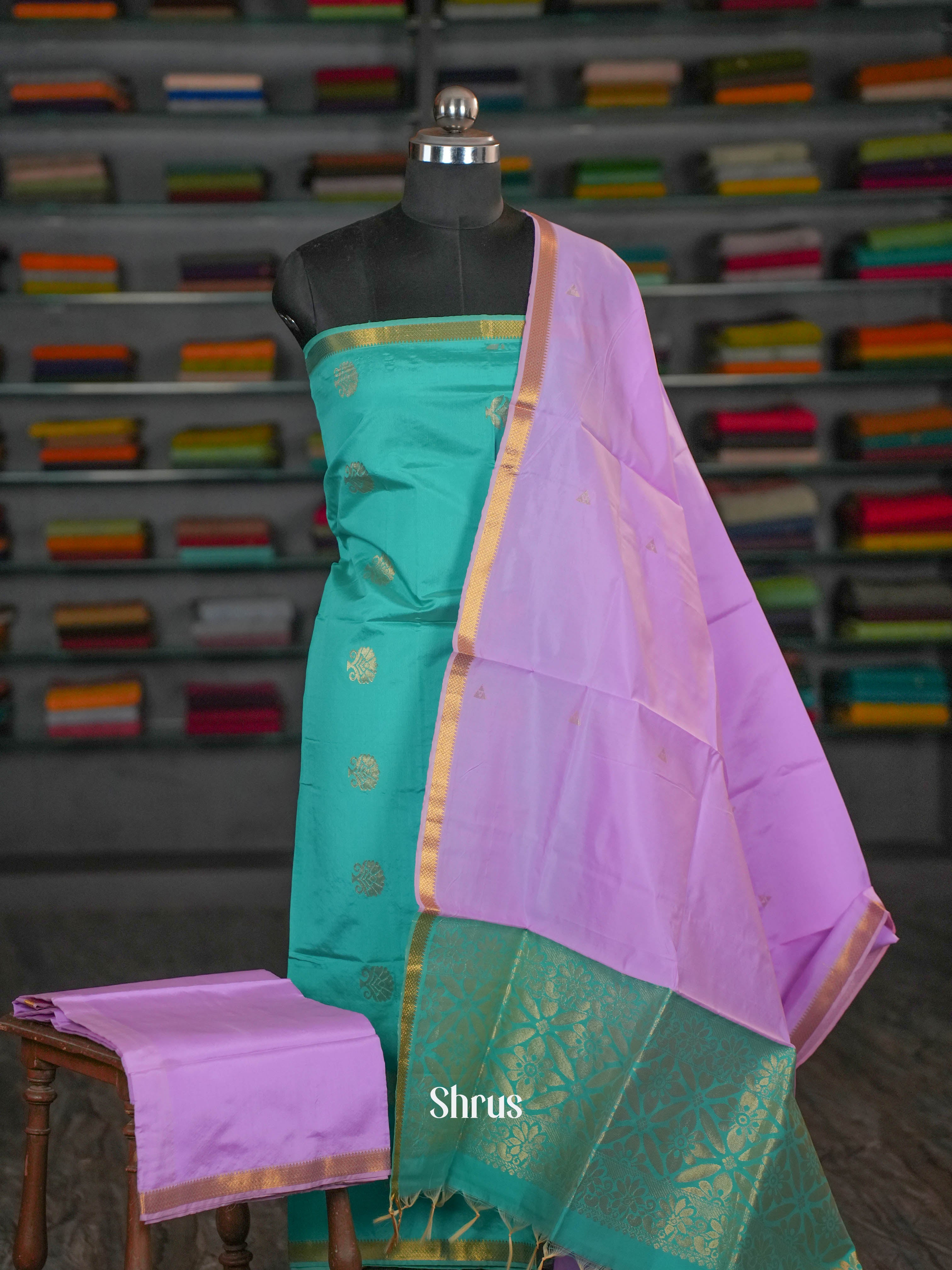 Teal & Purple - semi softsilk salwar - Shop on ShrusEternity.com