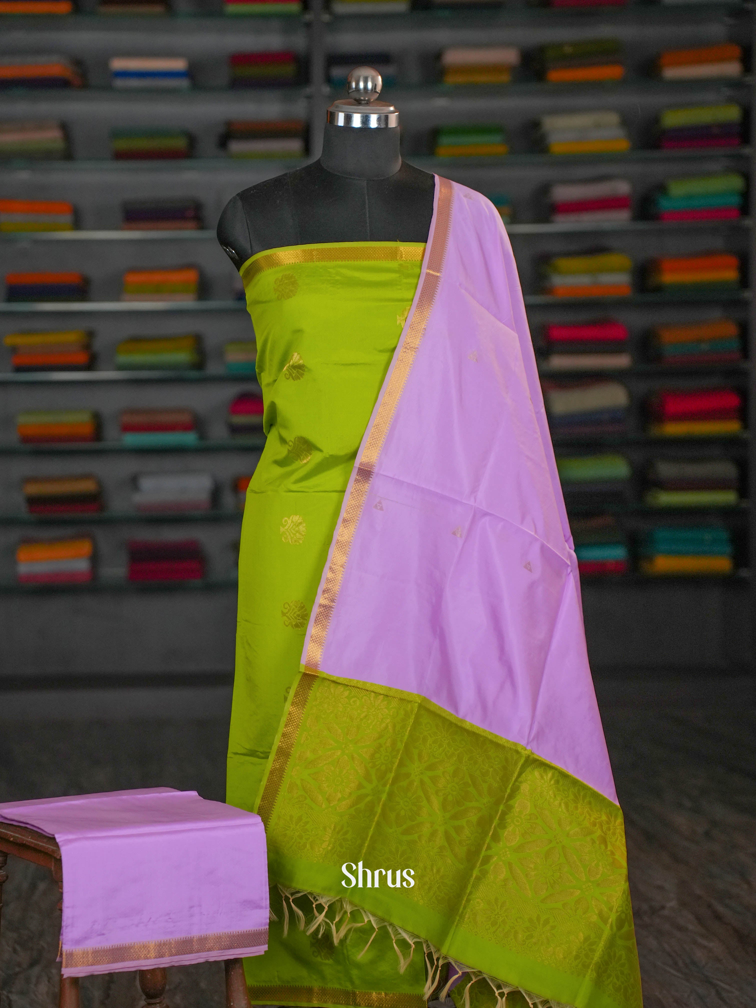 Green & Purple - semi softsilk salwar - Shop on ShrusEternity.com