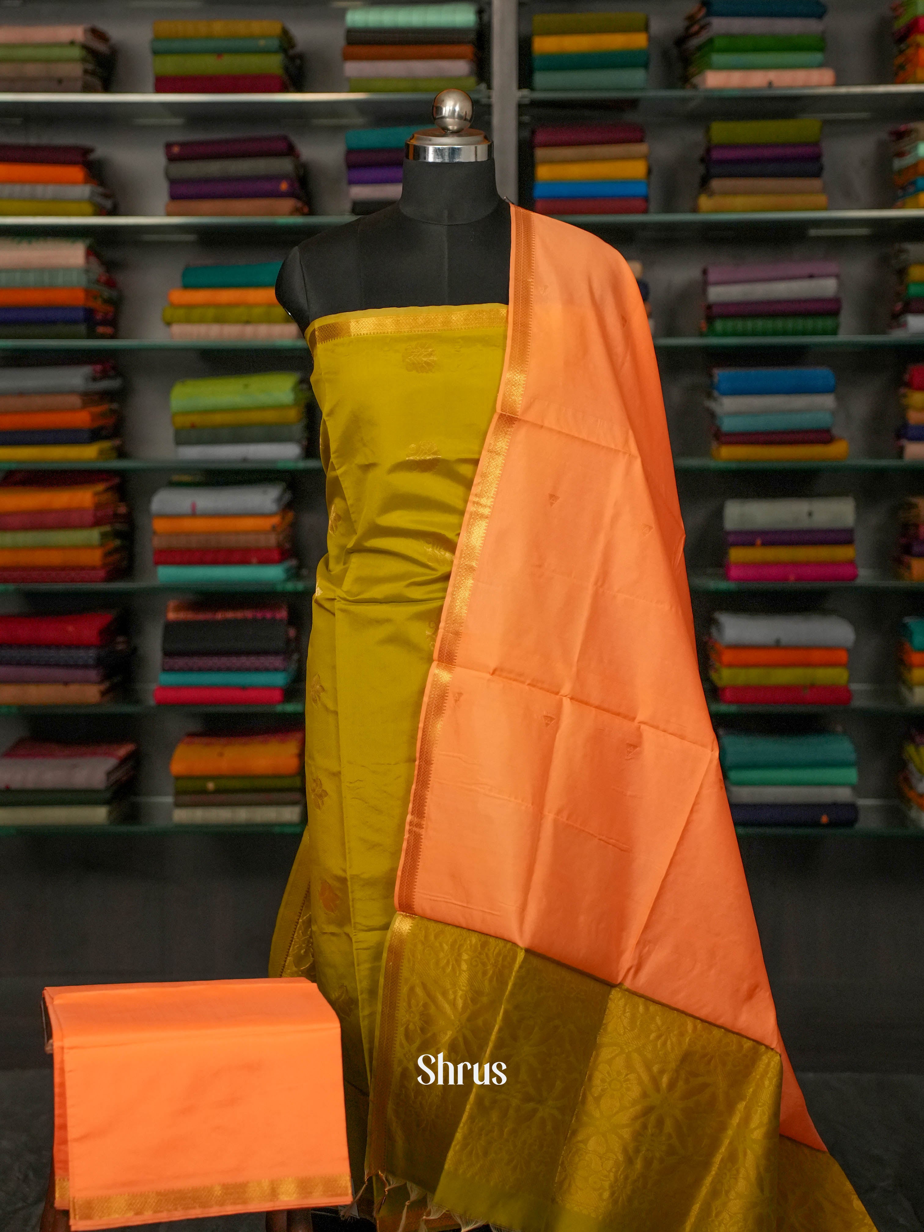 Green & Peach - semi softsilk salwar - Shop on ShrusEternity.com