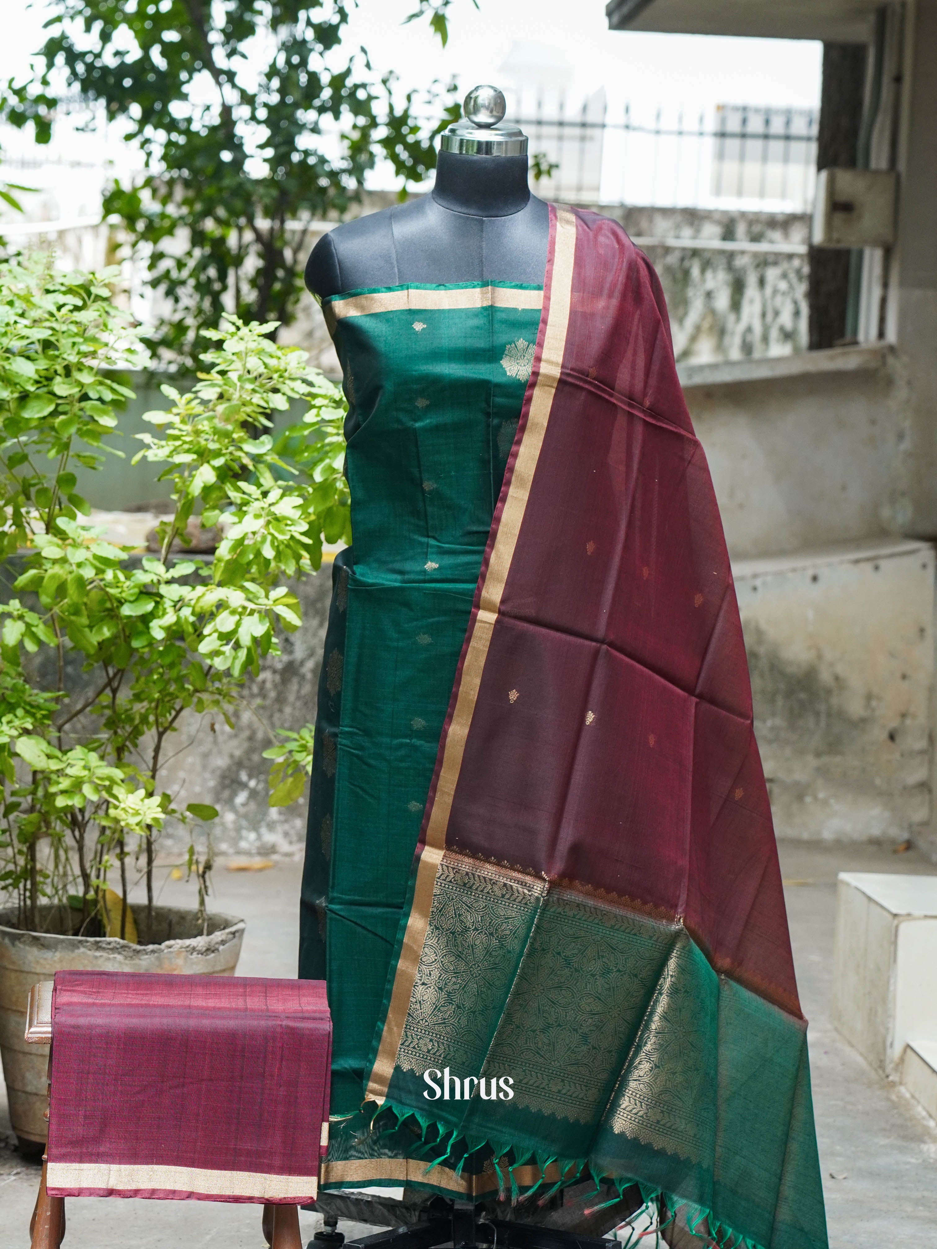 Green & Brown - Silkcotton salwar - Shop on ShrusEternity.com
