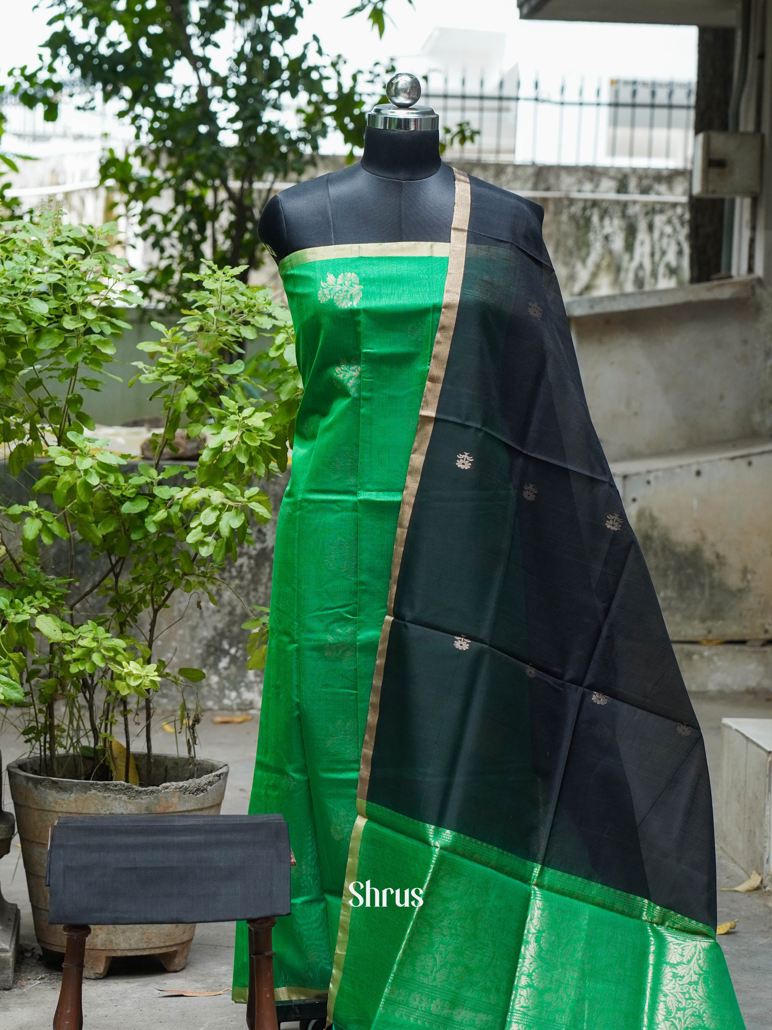 Green & Black - Silkcotton salwar - Shop on ShrusEternity.com