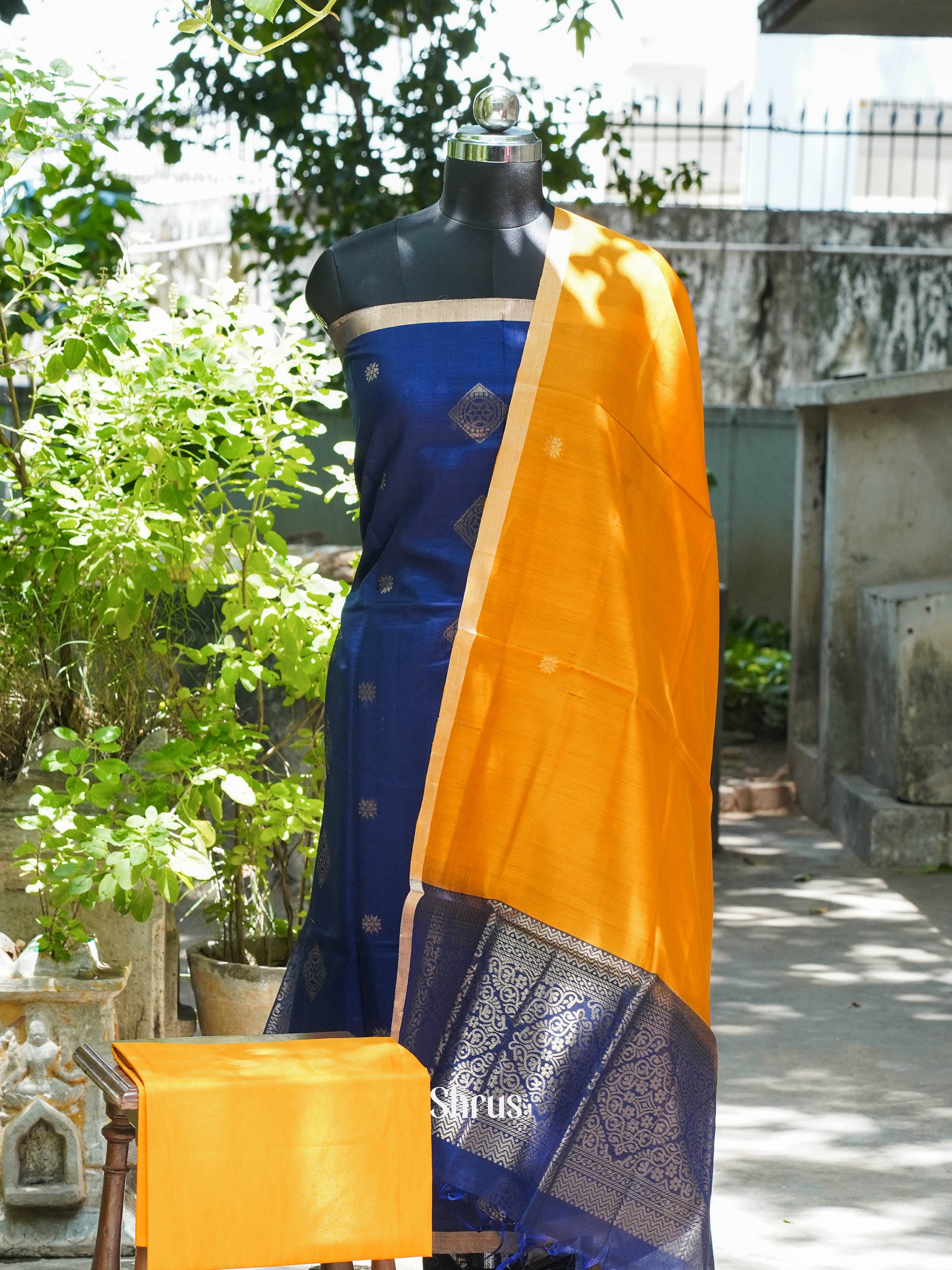 Blue & Mustard - Silkcotton salwar - Shop on ShrusEternity.com