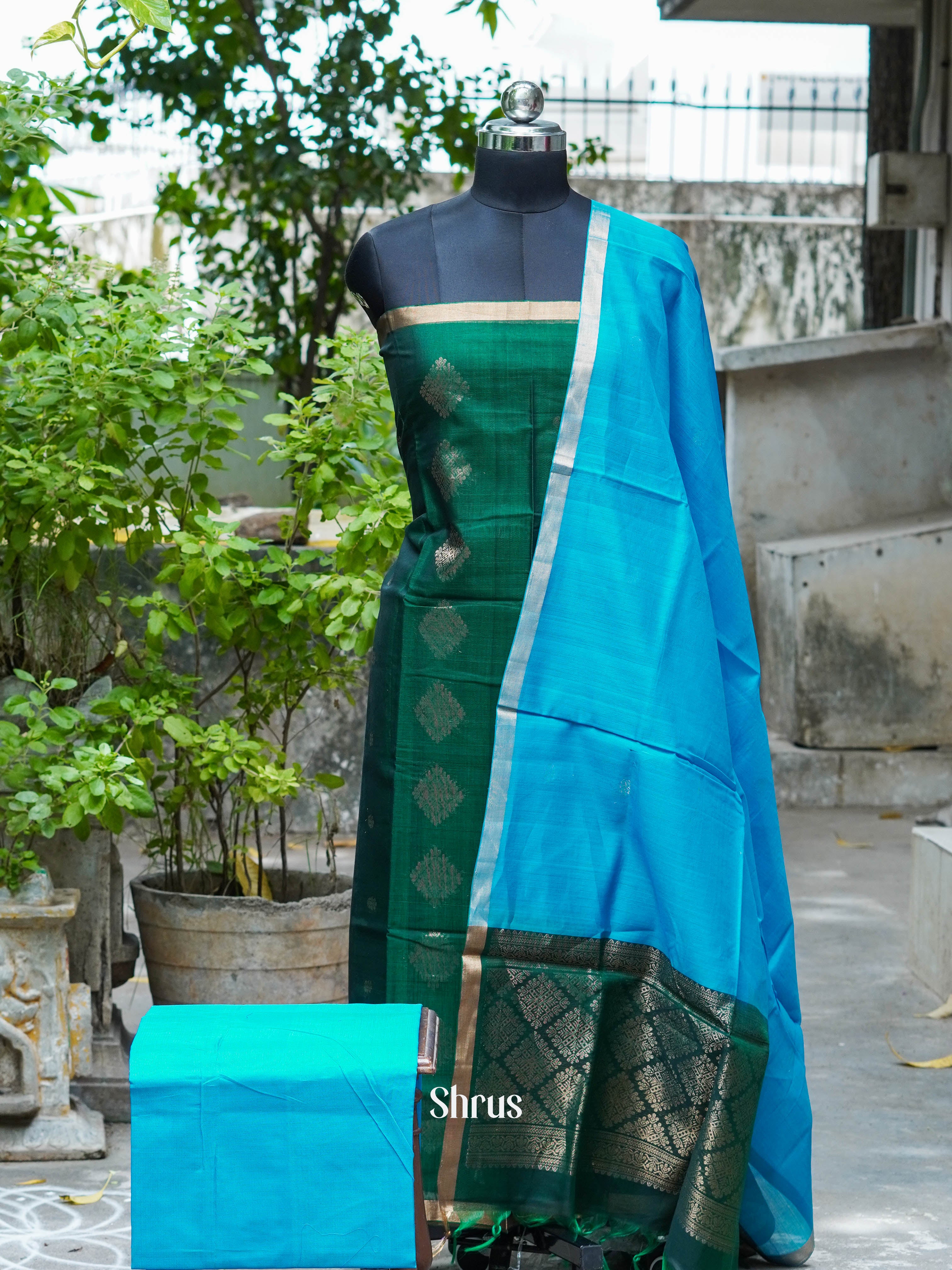 Green & Blue - Silkcotton salwar - Shop on ShrusEternity.com