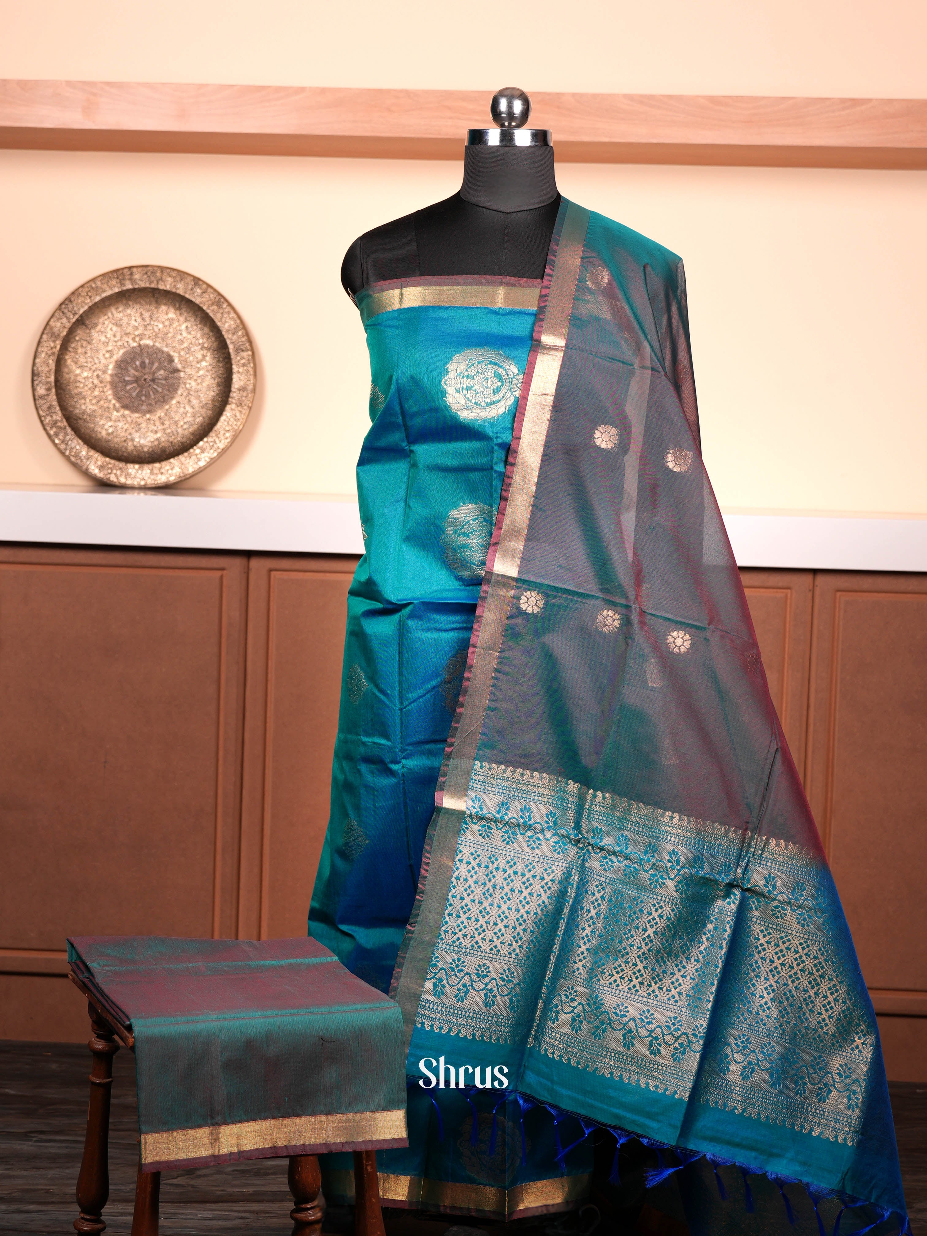 Blue - Semi silkcotton salwar - Shop on ShrusEternity.com