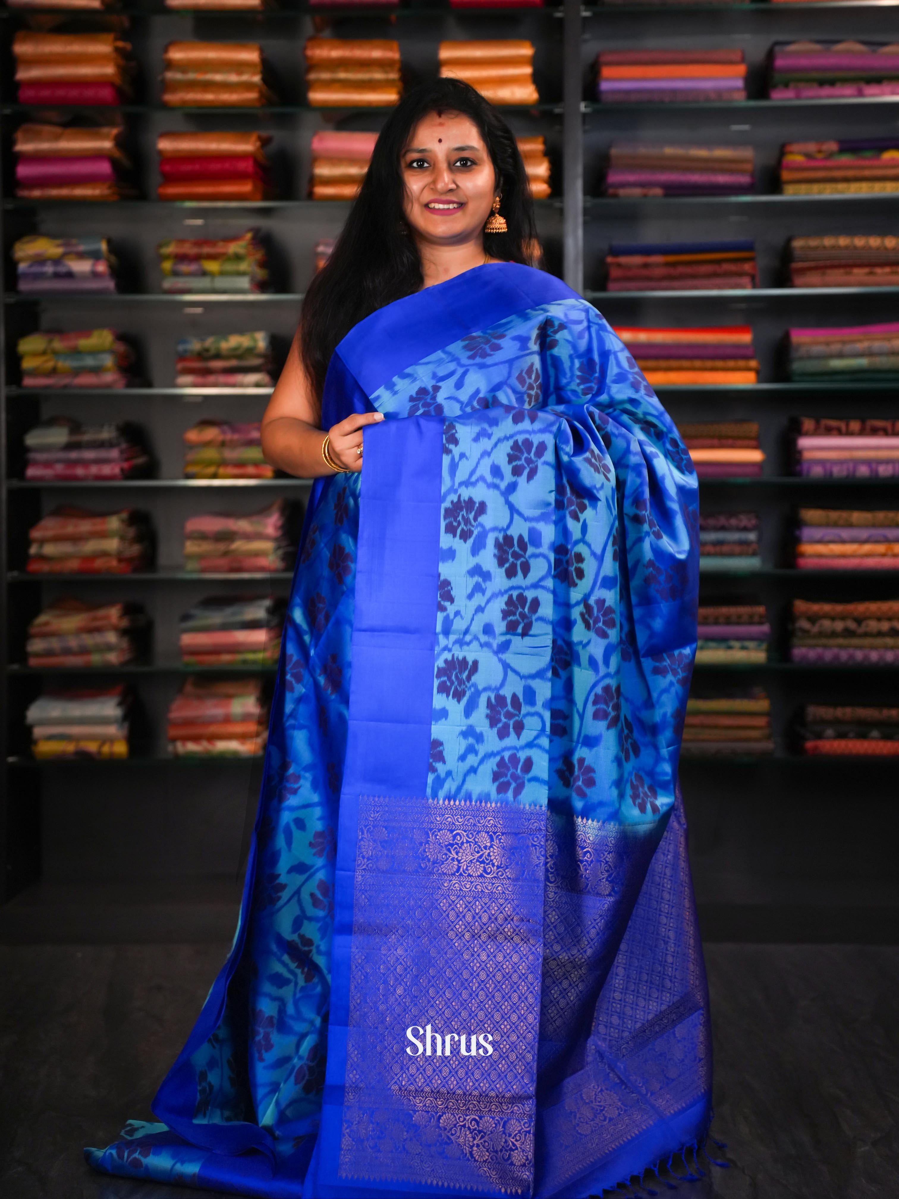 Shades Of Blue - Soft Silk Saree - Shop on ShrusEternity.com