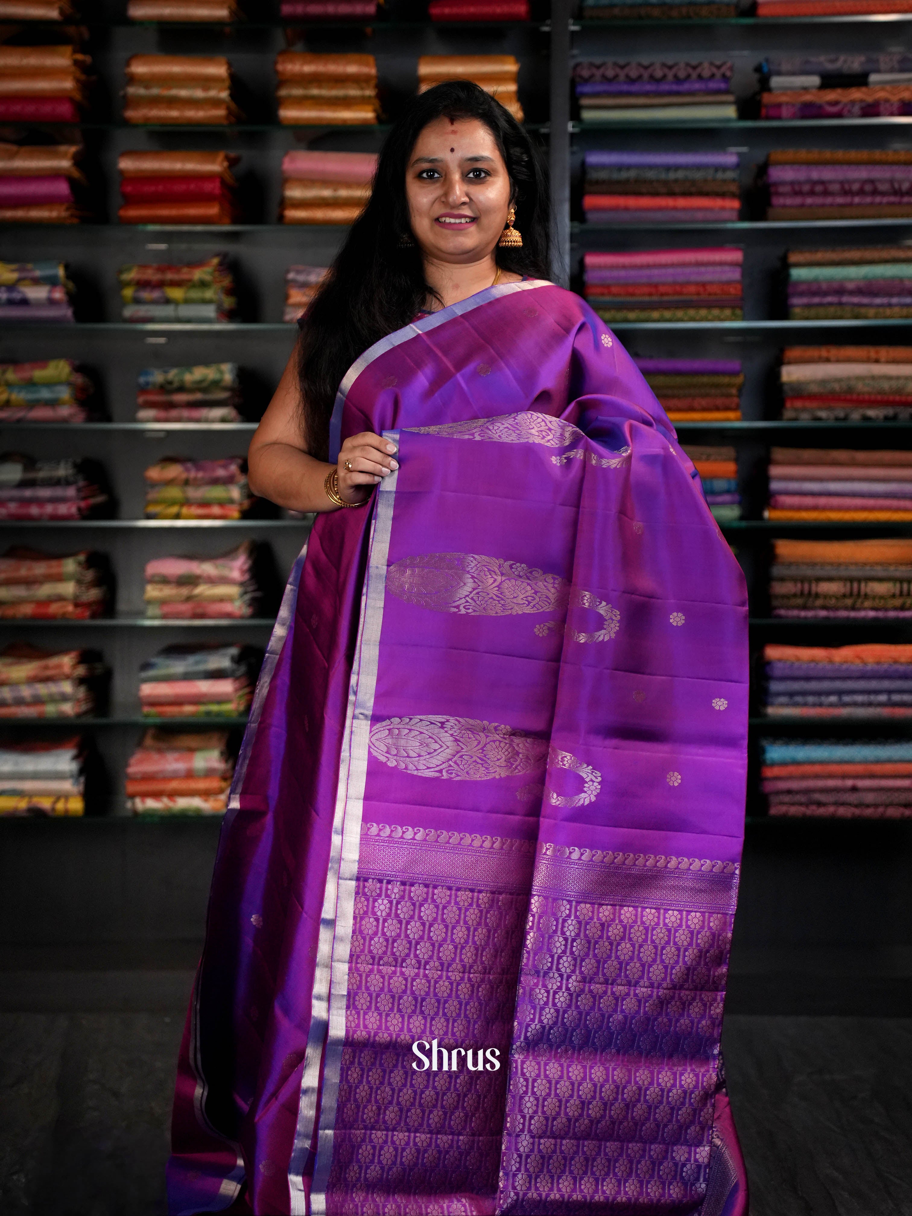 Double Shaded Purple - Soft Silk Saree - Shop on ShrusEternity.com