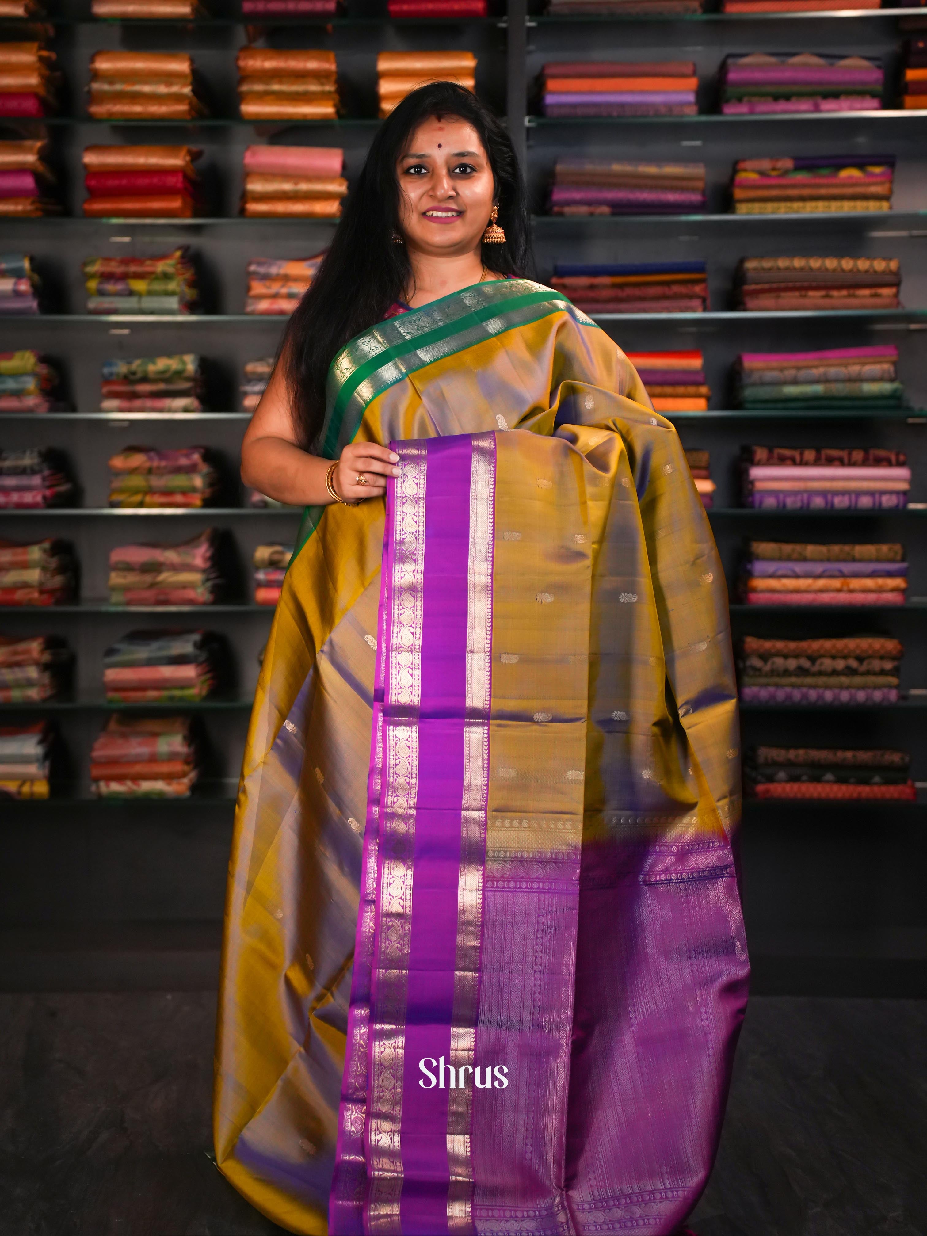 Double Shaded Manthulir Green & Ganga Jamuna - Soft Silk Saree - Shop on ShrusEternity.com