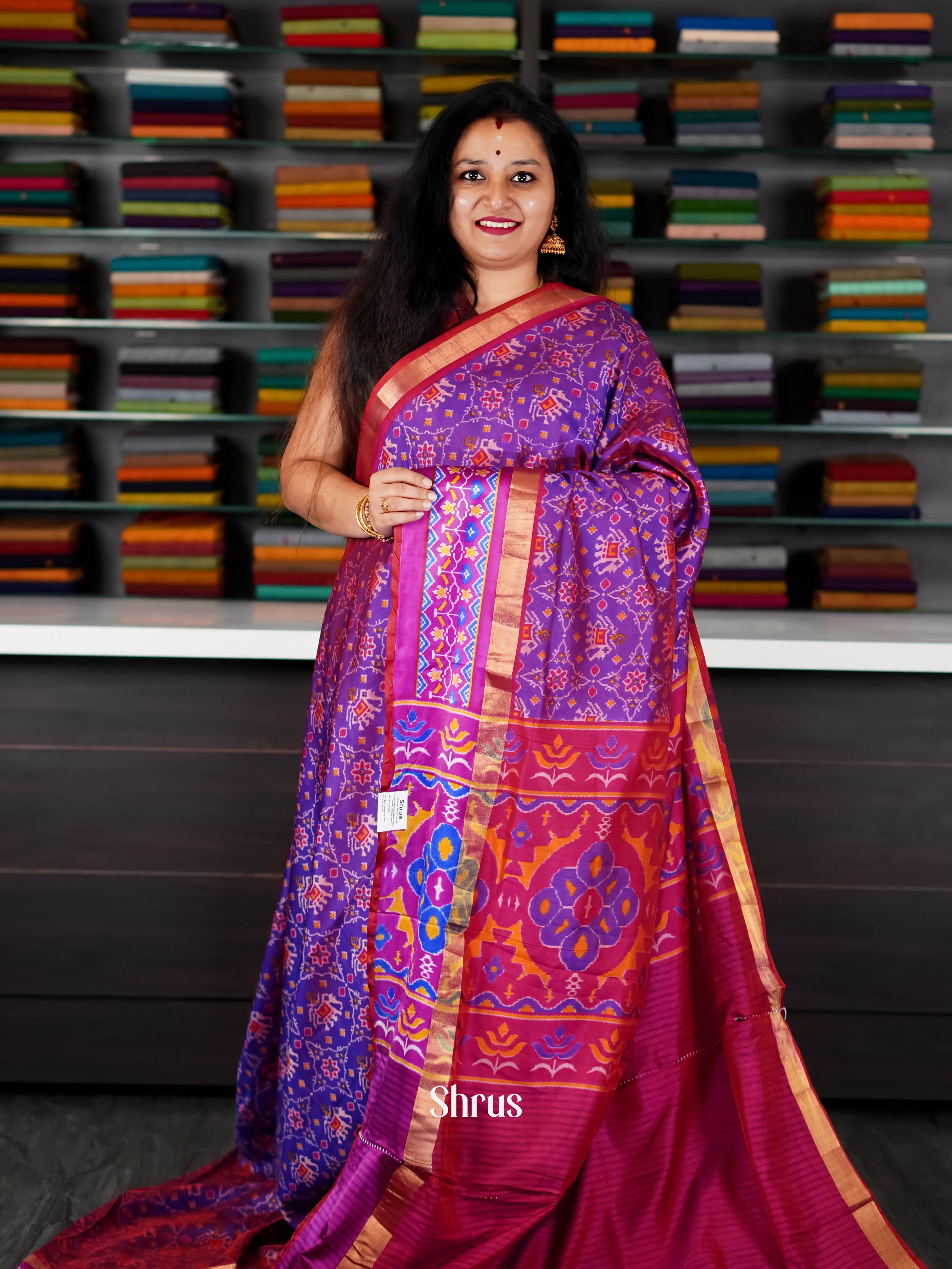 Purple & Pink - Semi Patola saree - Shop on ShrusEternity.com