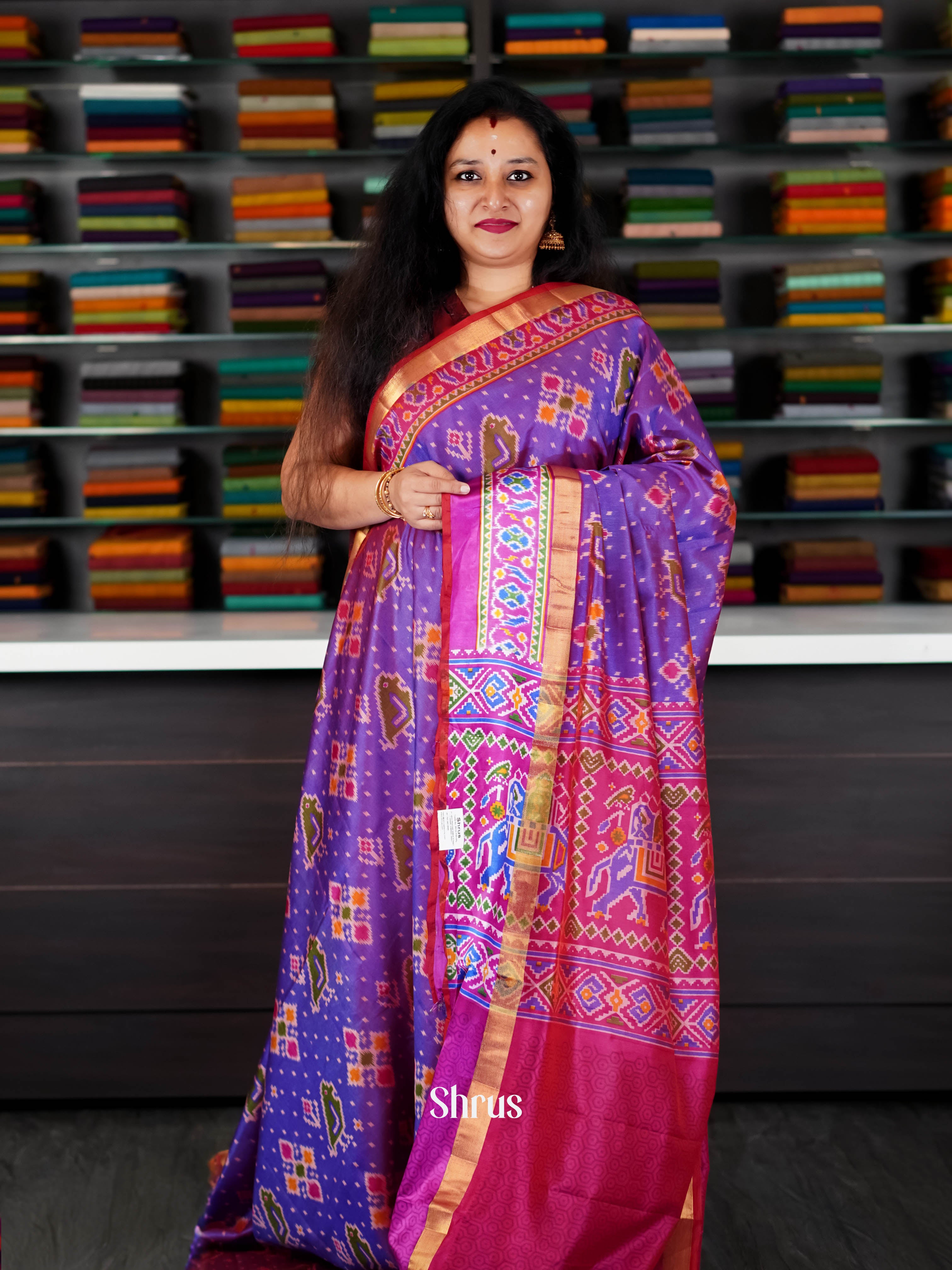 Purple & Pink - Semi Patola Saree - Shop on ShrusEternity.com