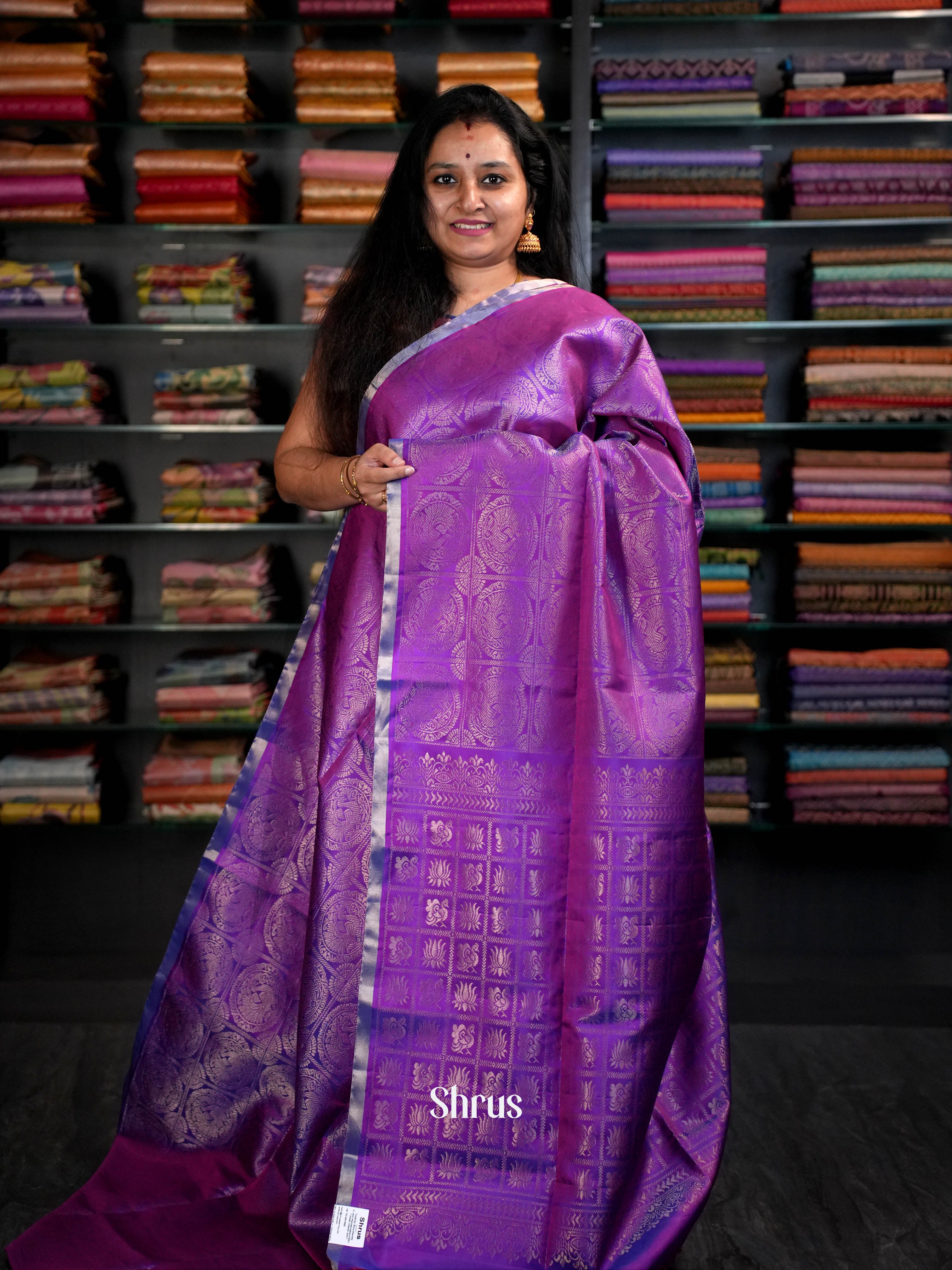Purple - Soft Silk Saree - Shop on ShrusEternity.com