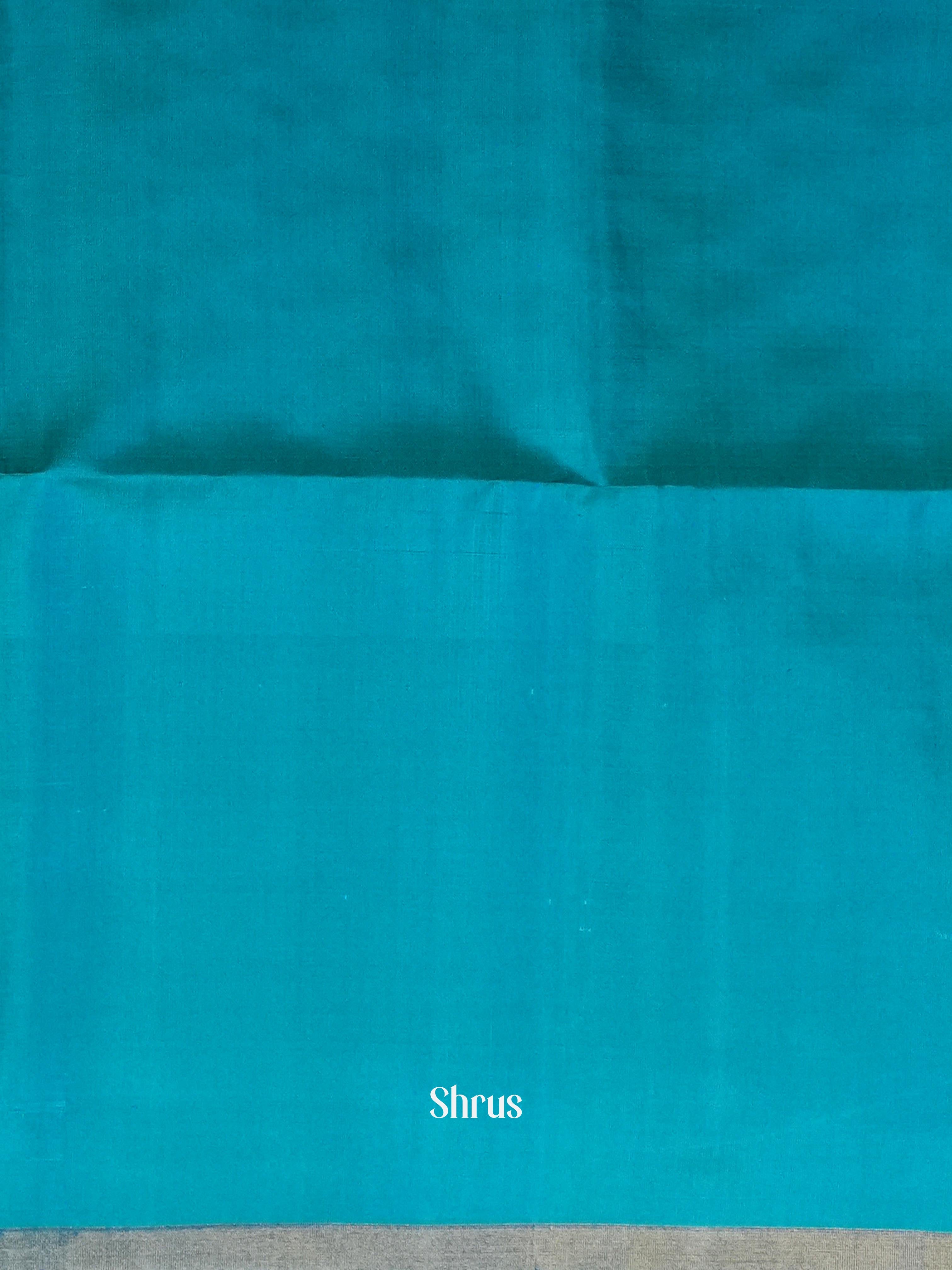 Teal & Yellowish Green - Soft Silk Saree - Shop on ShrusEternity.com