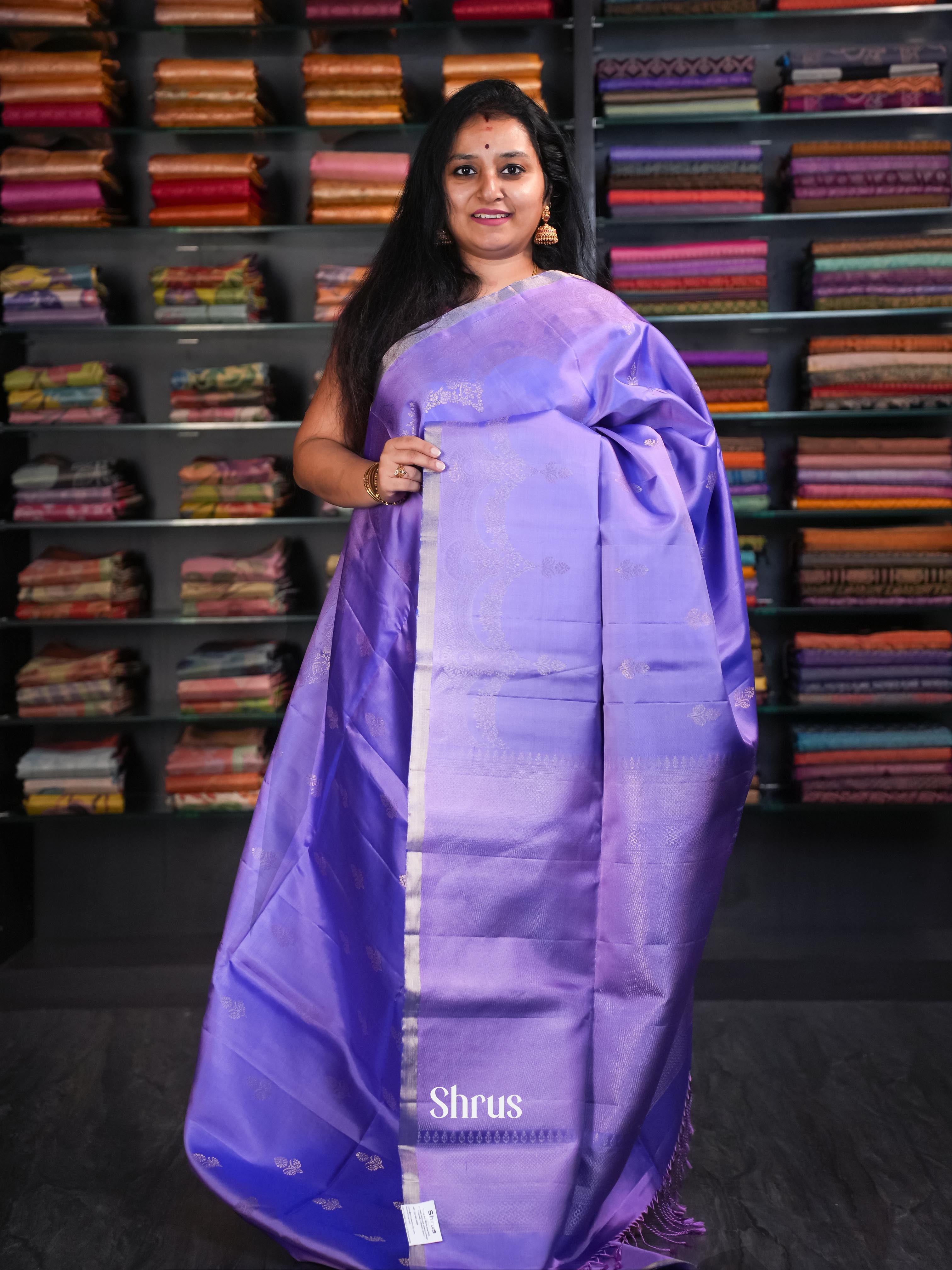 Purple & Teal - Soft Silk Saree - Shop on ShrusEternity.com