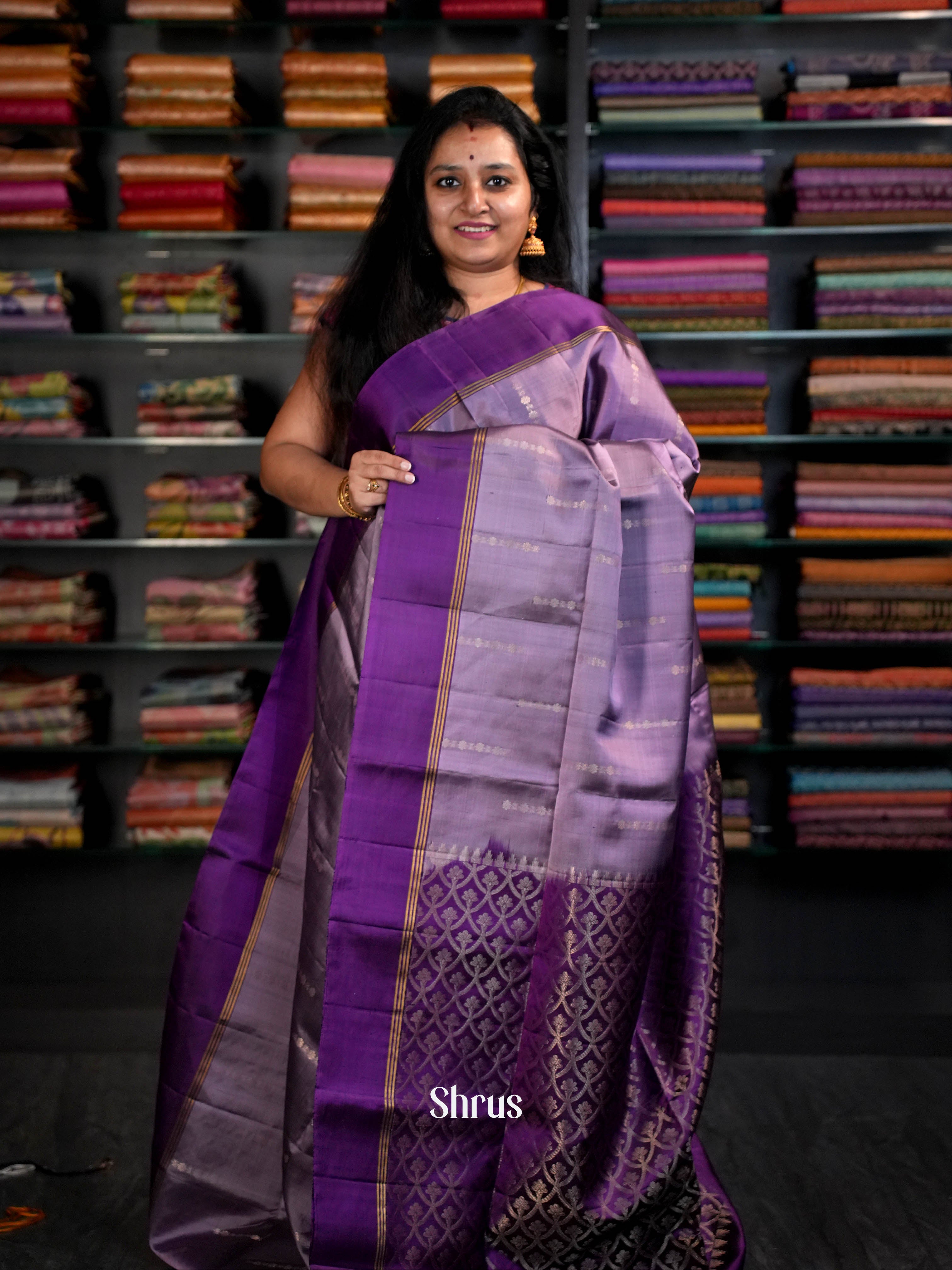Lavender & Violet - Soft Silk Saree - Shop on ShrusEternity.com