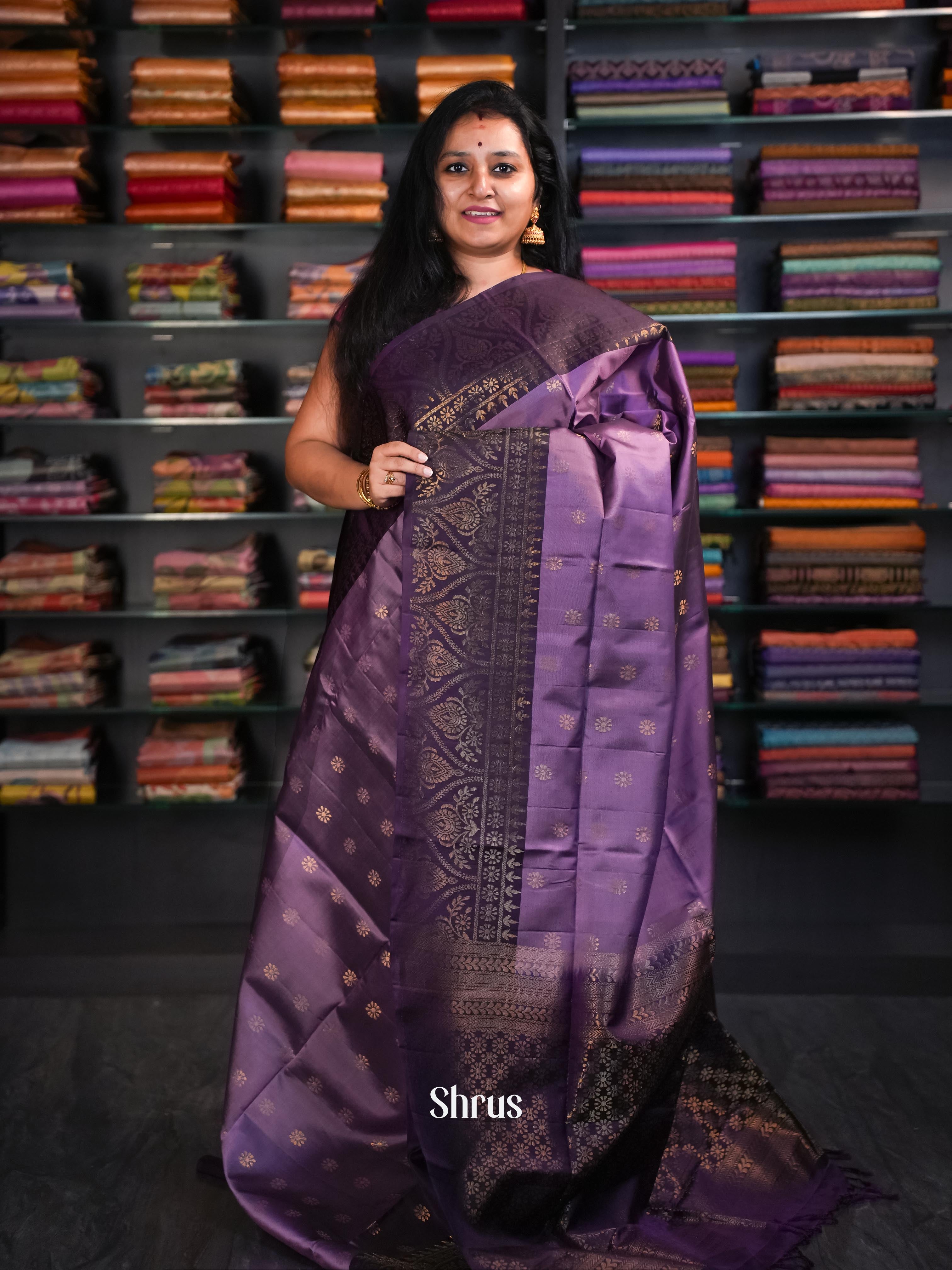 Purple & Violet - Soft Silk Saree - Shop on ShrusEternity.com