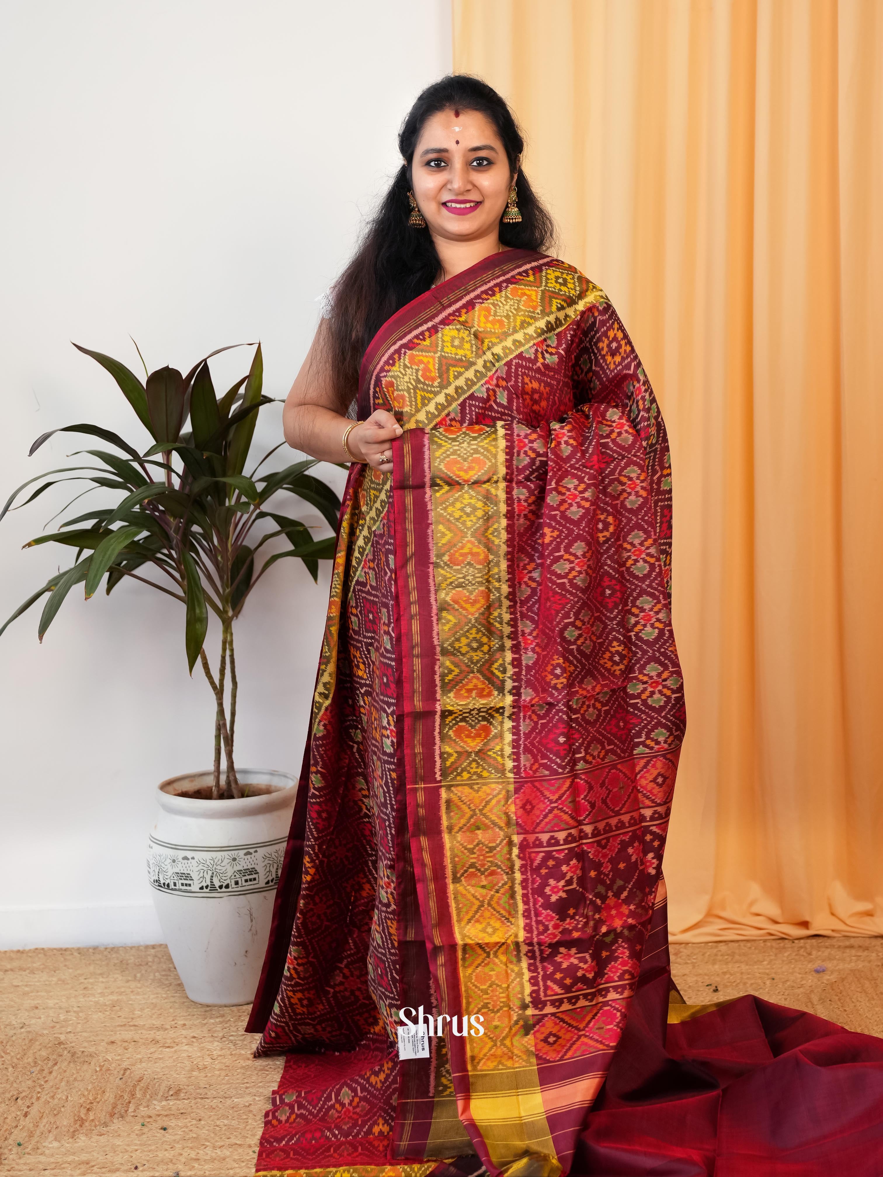 Maroon & Green- Rajkot Patola Saree - Shop on ShrusEternity.com