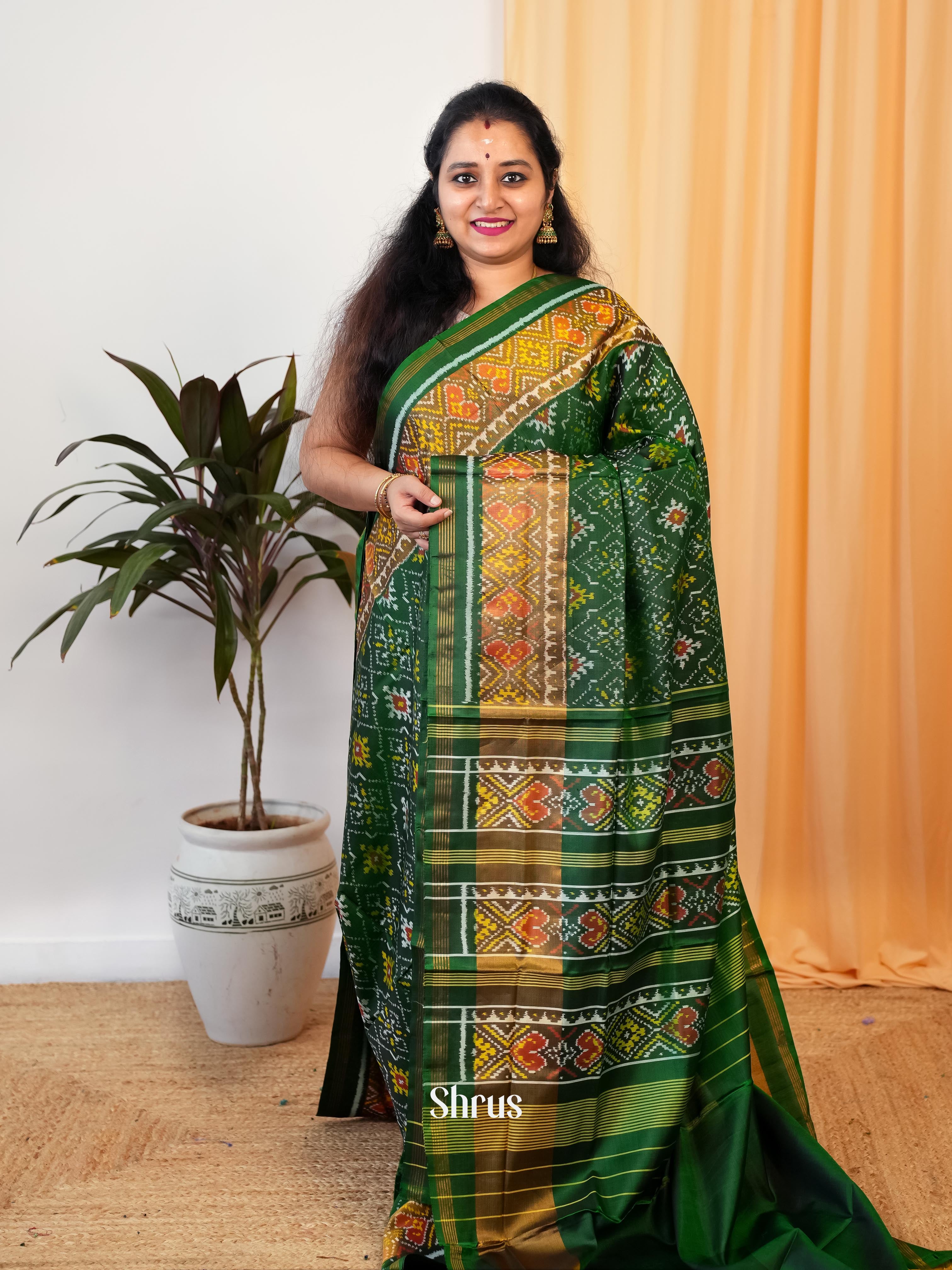 Green & Brown - Rajkot Patola Saree - Shop on ShrusEternity.com