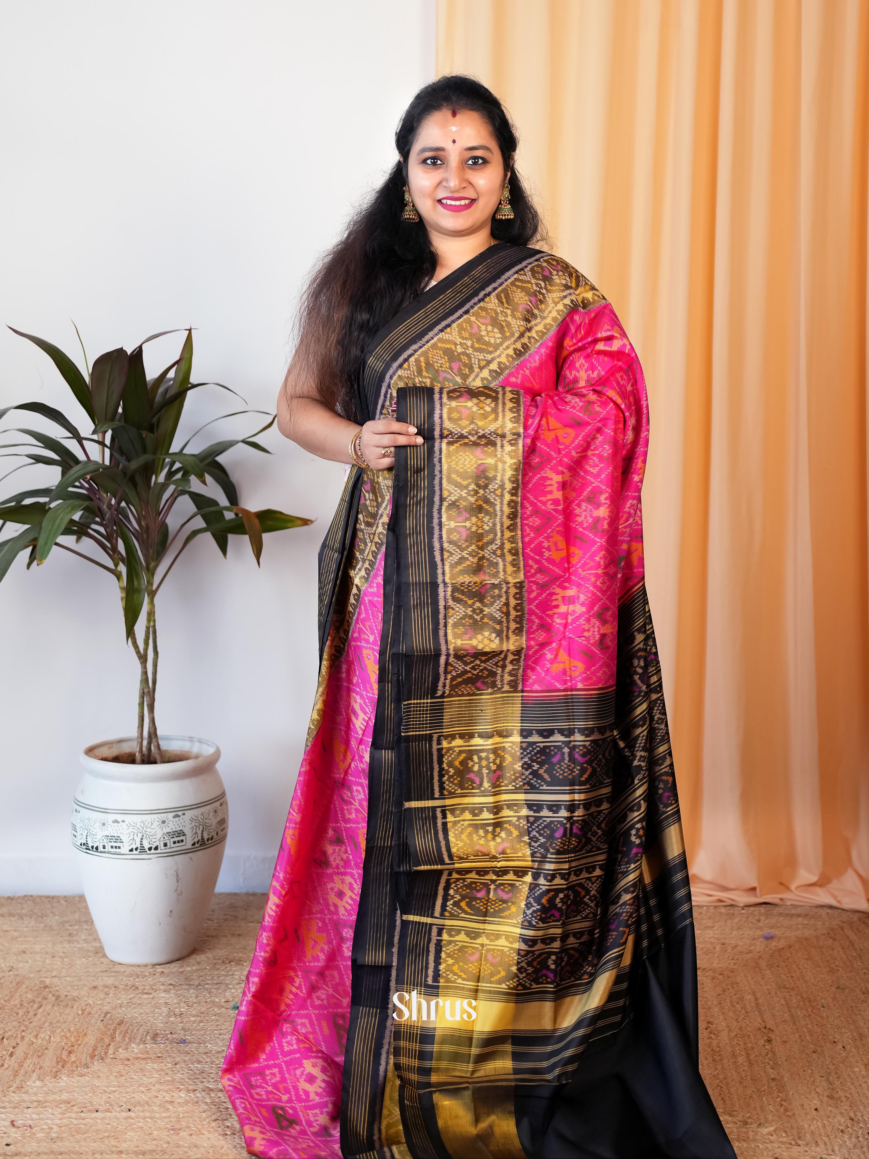 Pink & Black - Rajkot Patola Saree - Shop on ShrusEternity.com
