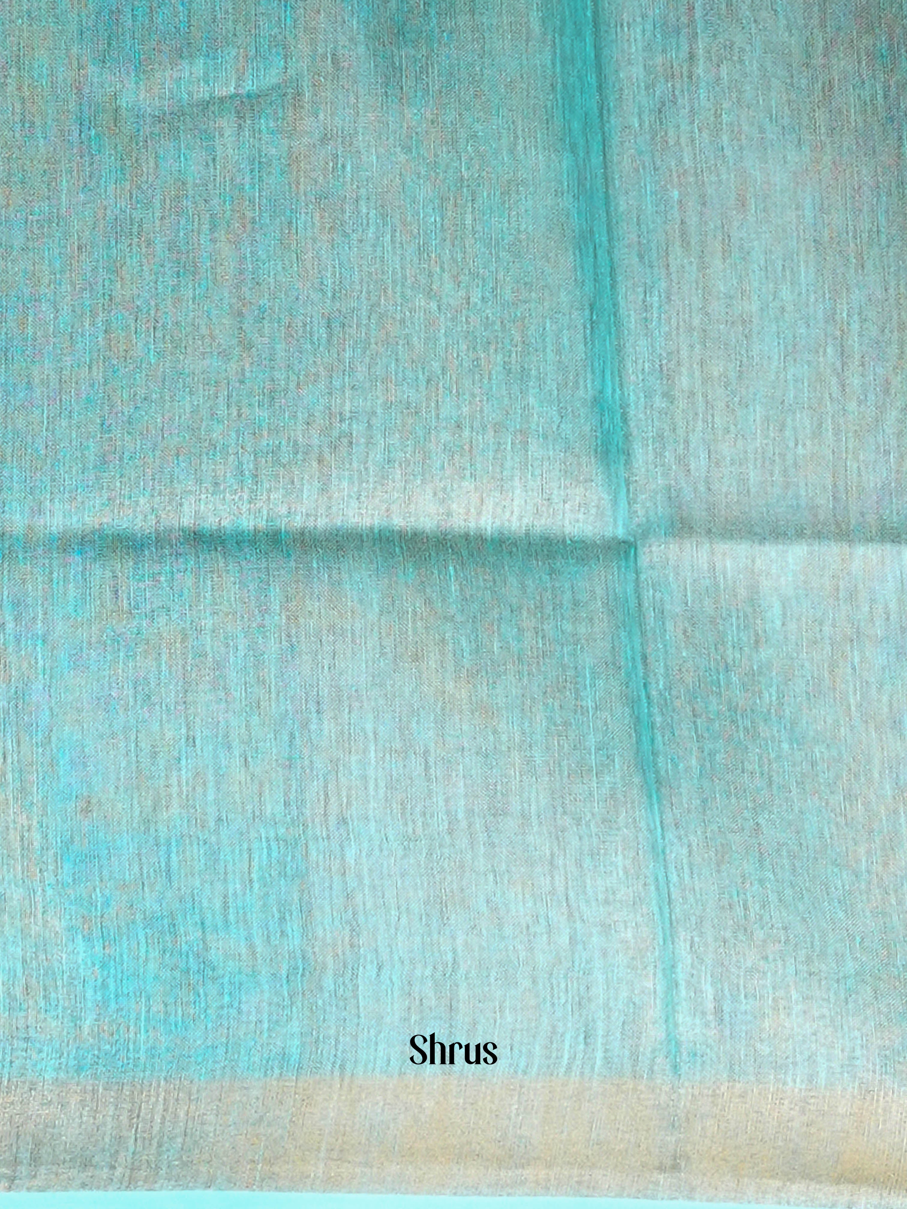 Teal Blue & Gold- Linen Saree - Shop on ShrusEternity.com