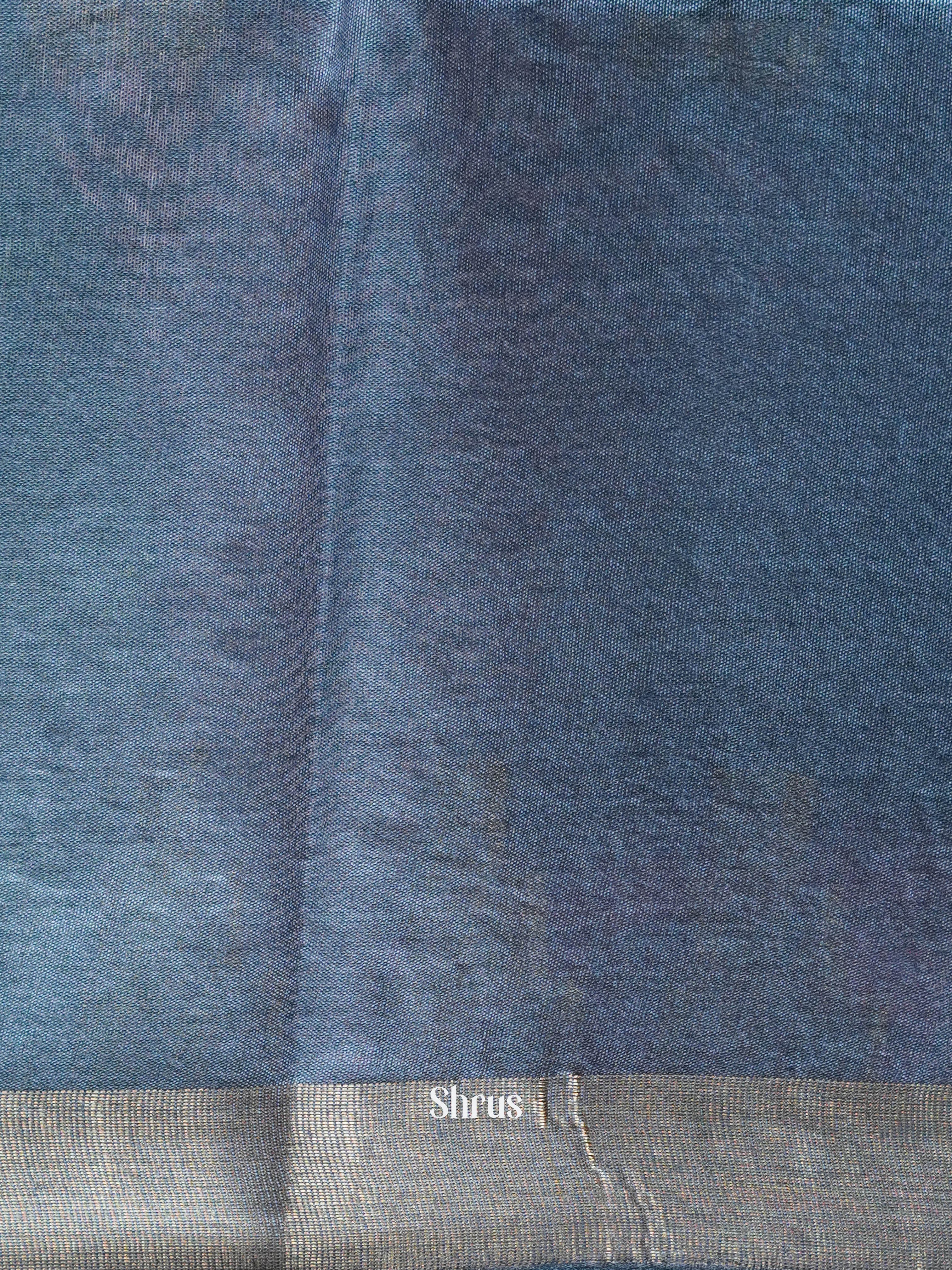 Teal & Grey - Semi Tussar Saree - Shop on ShrusEternity.com