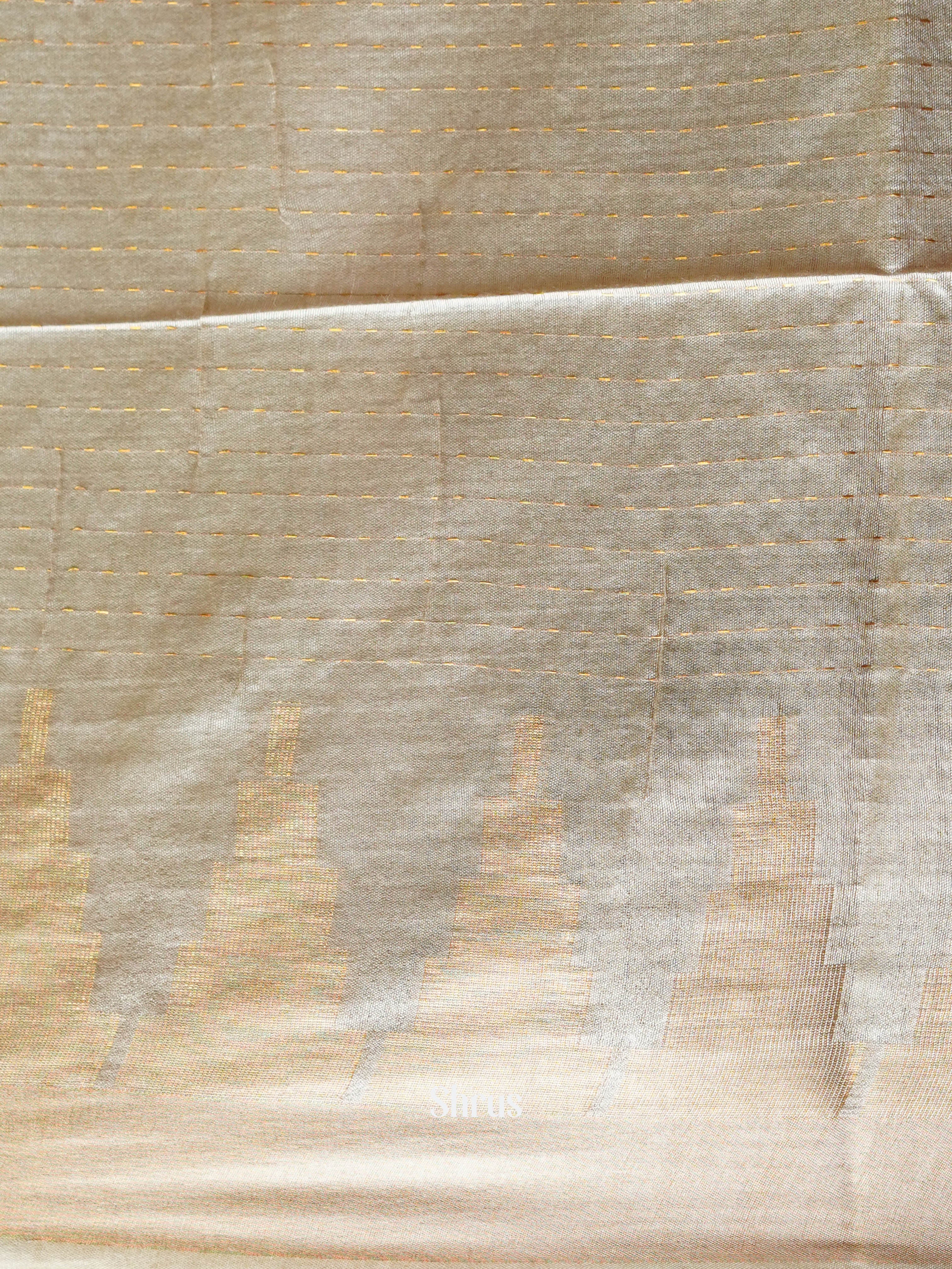 Purple & Cream - Semi Tussar Saree - Shop on ShrusEternity.com