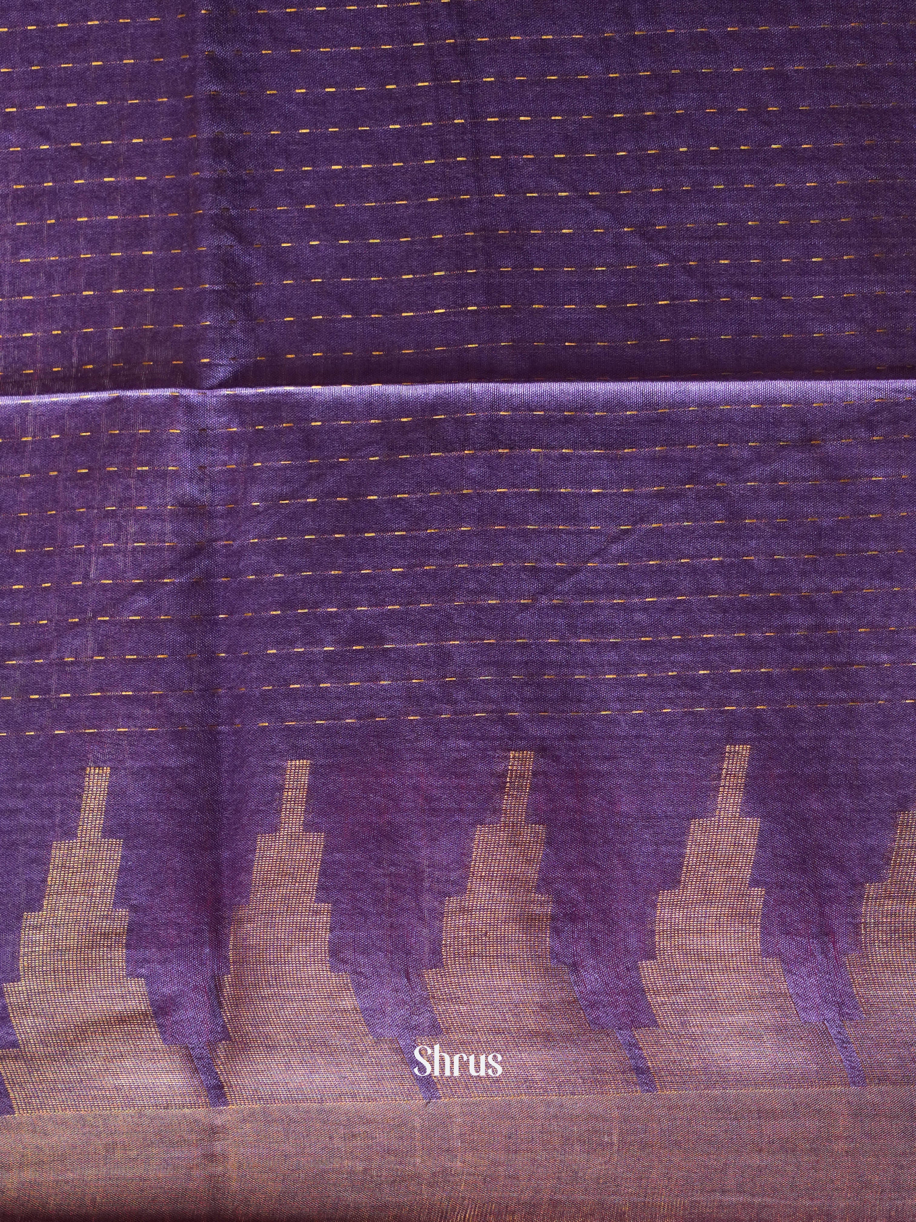 Brown & Purple - Semi Tussar Saree - Shop on ShrusEternity.com