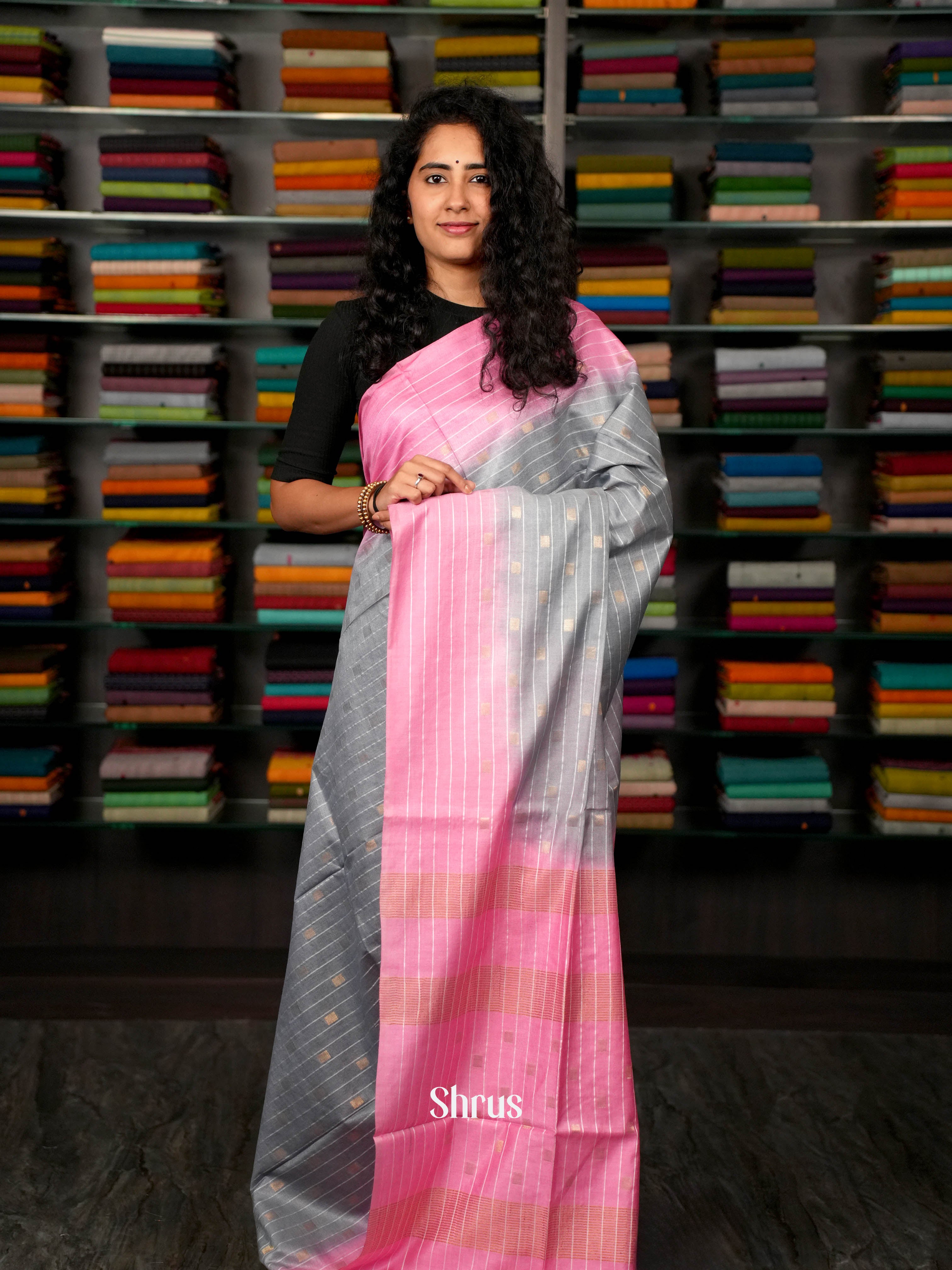 Ash & Pink - Semi Tussar - Shop on ShrusEternity.com