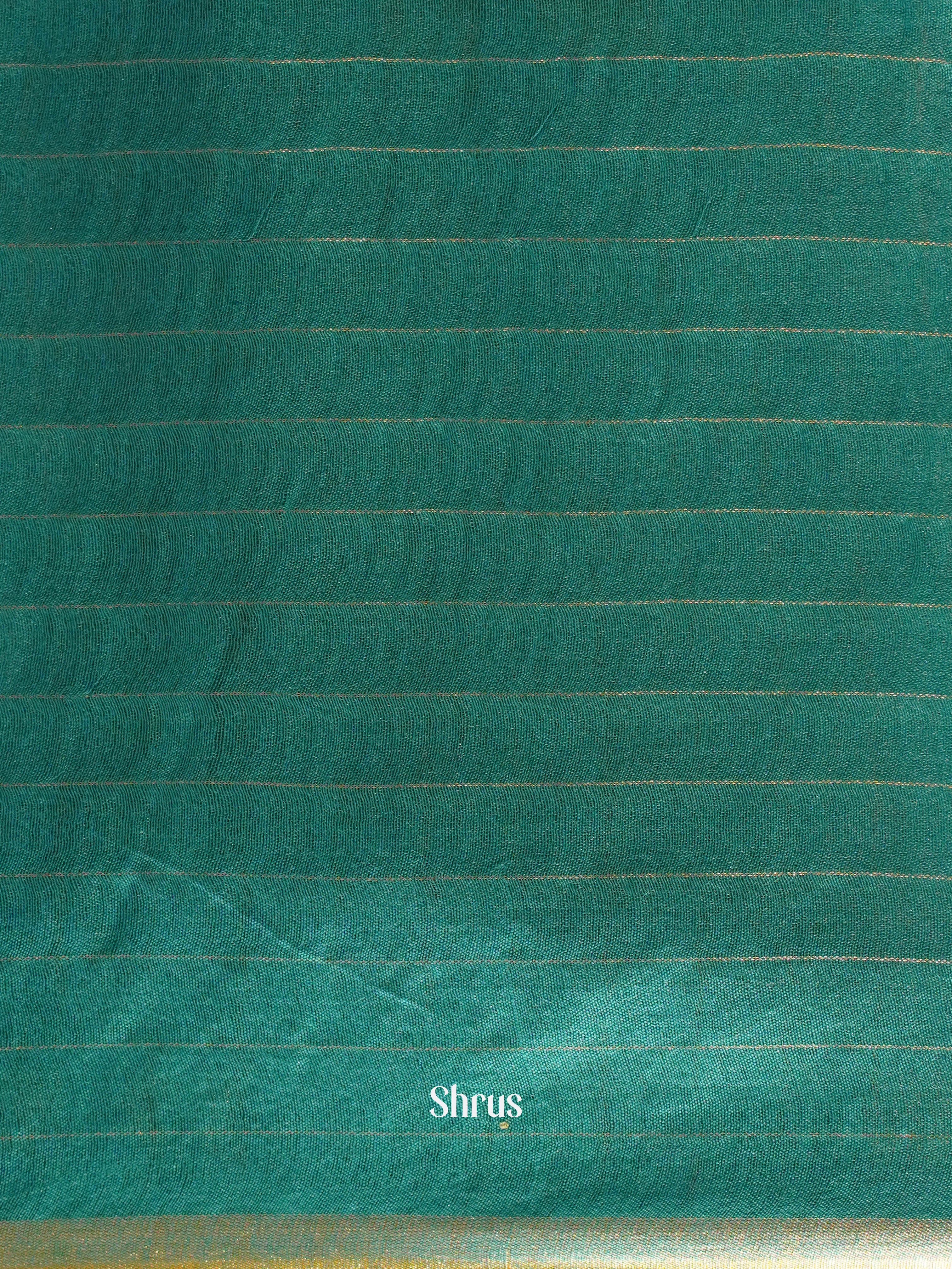 Maroon & Bluish Green - Semi Tussar Saree - Shop on ShrusEternity.com