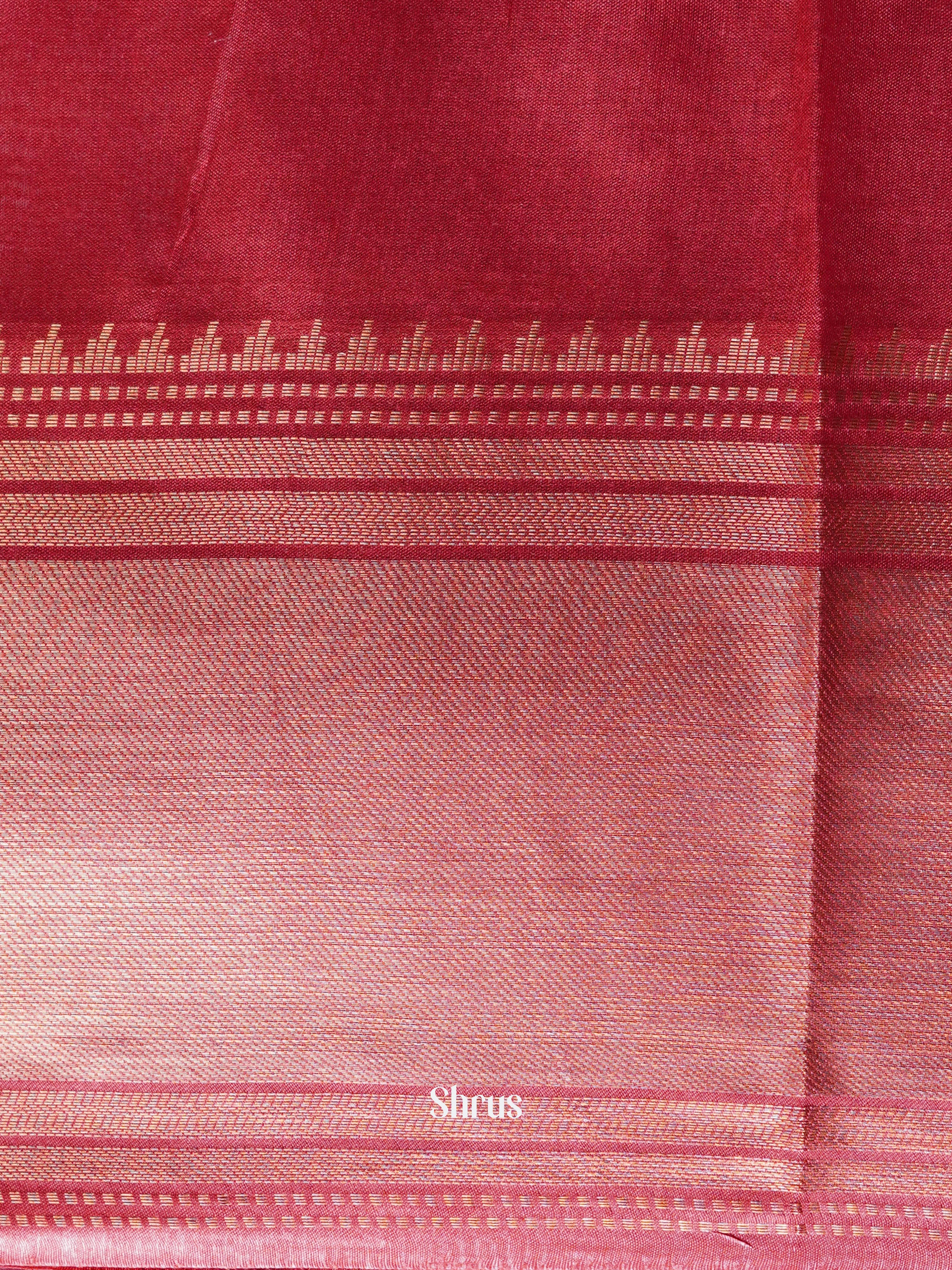 Blue & Red - Semi Tussar Saree - Shop on ShrusEternity.com