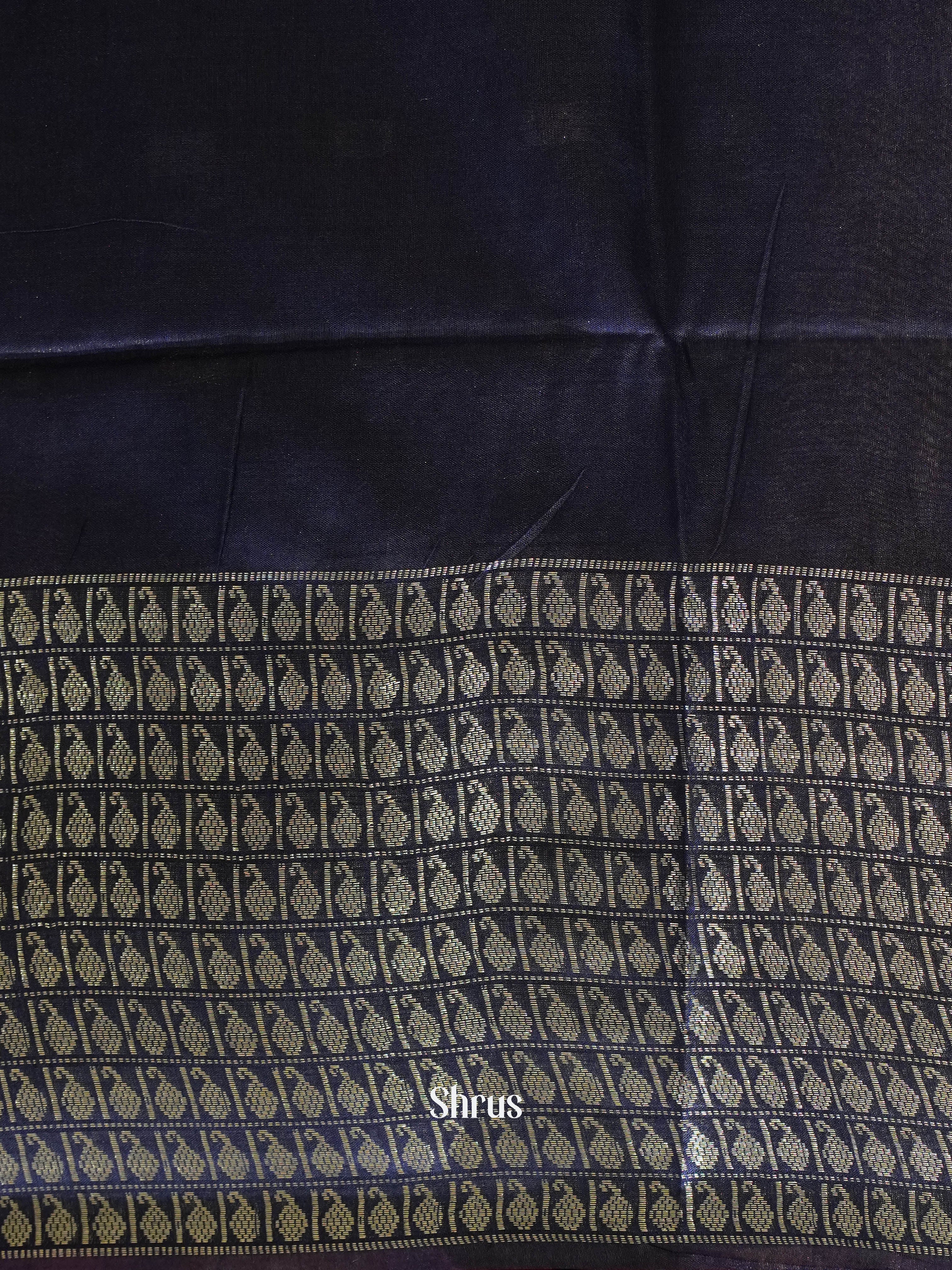 Mehandi & Blue - Semi Tussar Saree - Shop on ShrusEternity.com