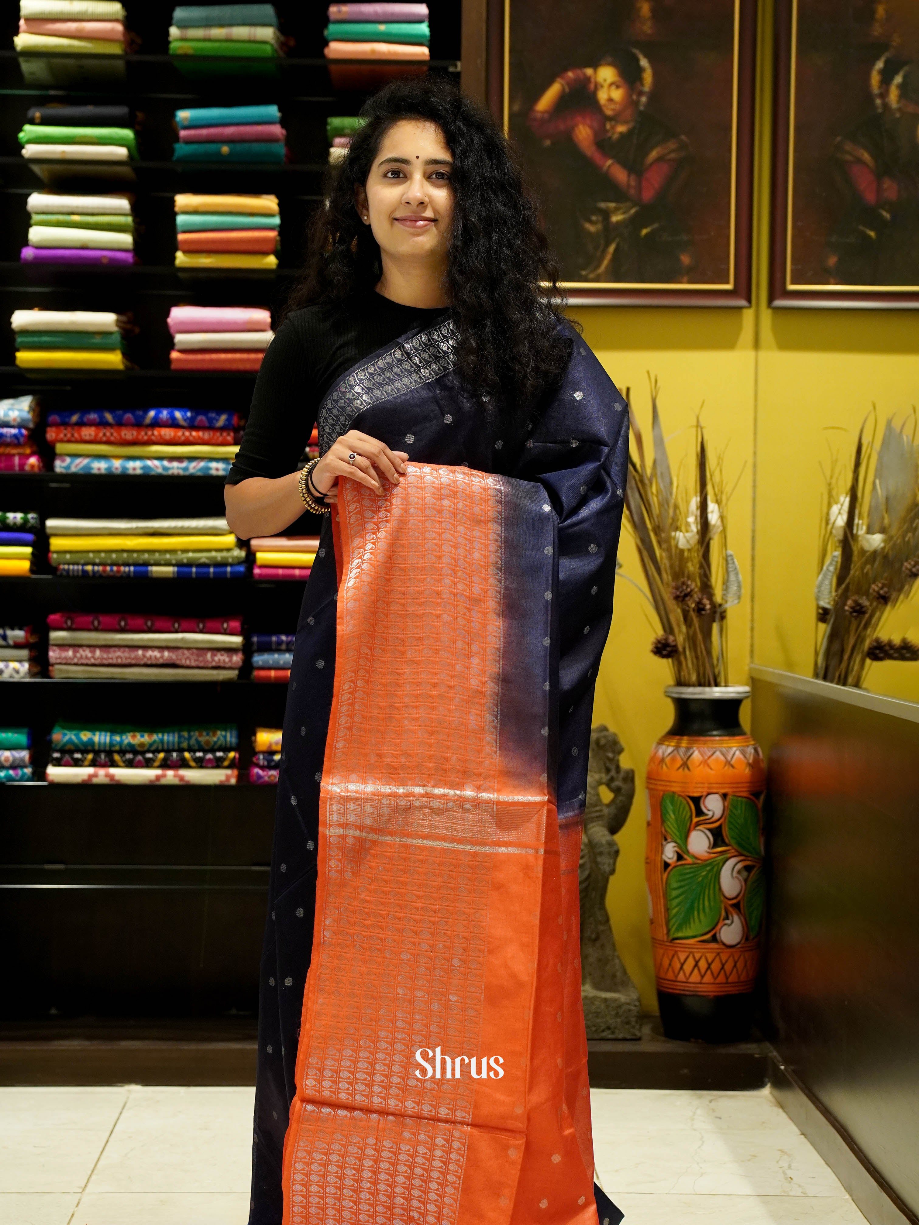 Purple & Red - Semi Tussar Saree - Shop on ShrusEternity.com