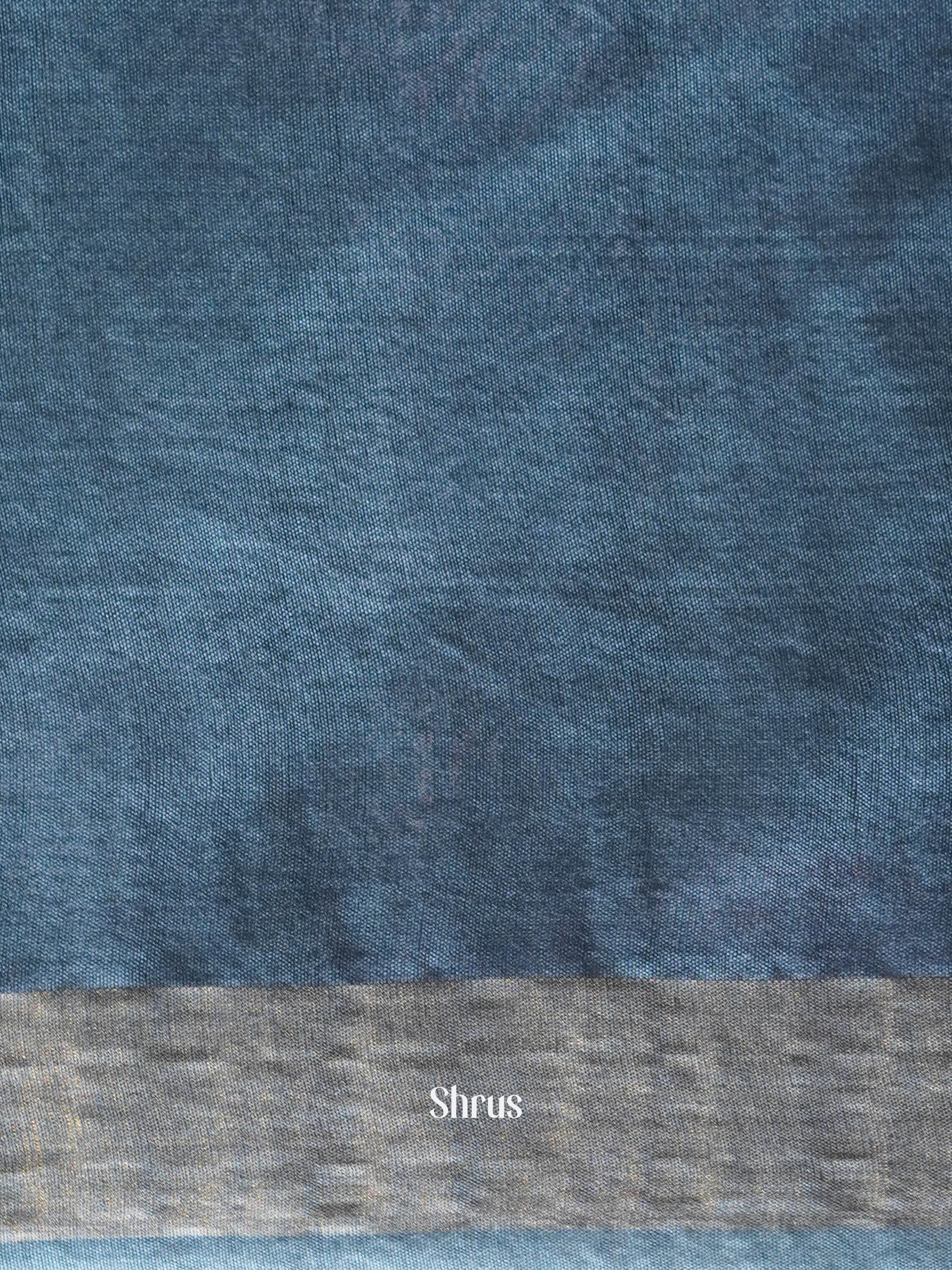 Teal & Grey - Semi Tussar Saree - Shop on ShrusEternity.com