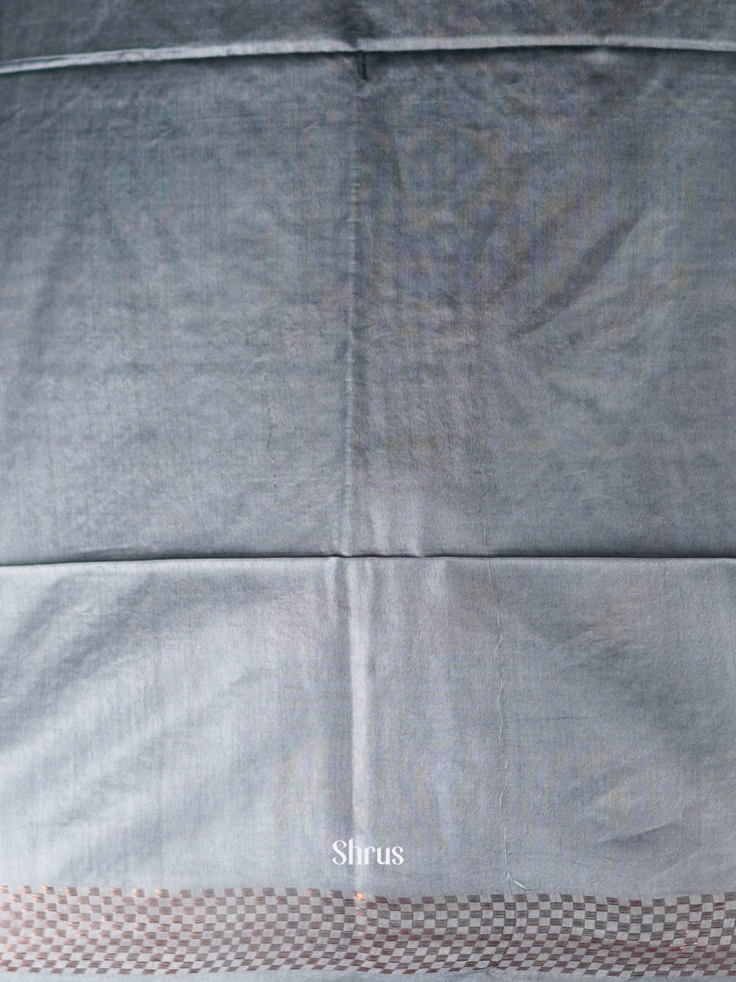 Grey & Blue - Semi Tussar Saree - Shop on ShrusEternity.com