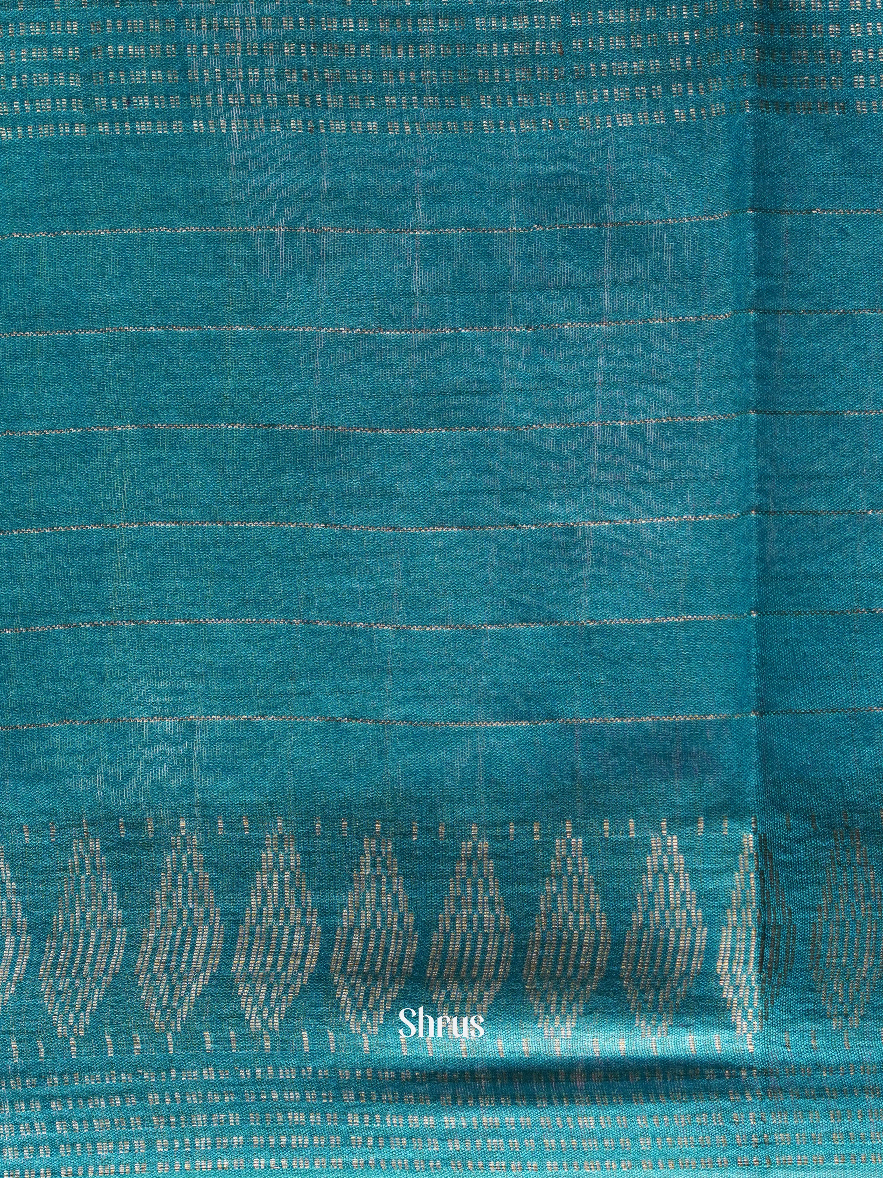 Purple & Teal - Semi Tussar Saree - Shop on ShrusEternity.com