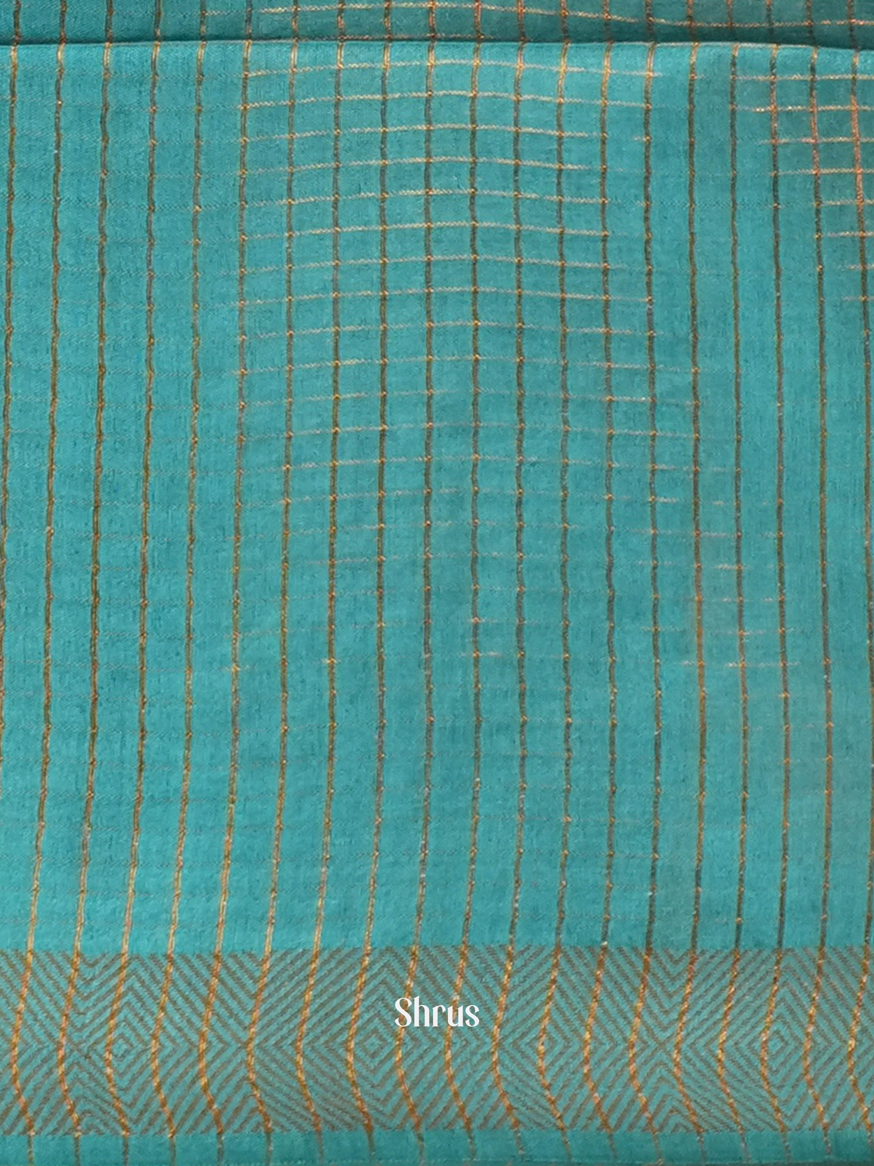Maroon & Teal - Semi Tussar Saree - Shop on ShrusEternity.com
