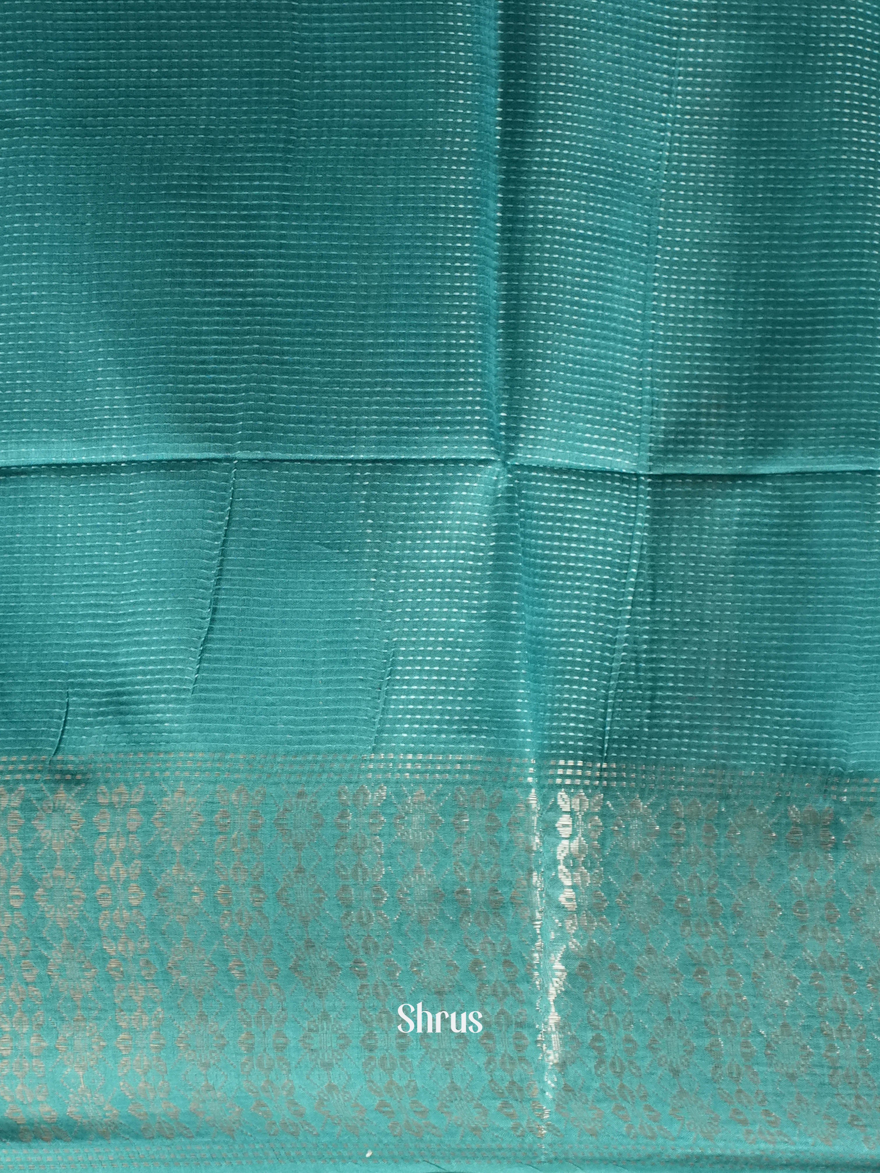 Dark Maroon & Teal blue - Semi Tussar Saree - Shop on ShrusEternity.com