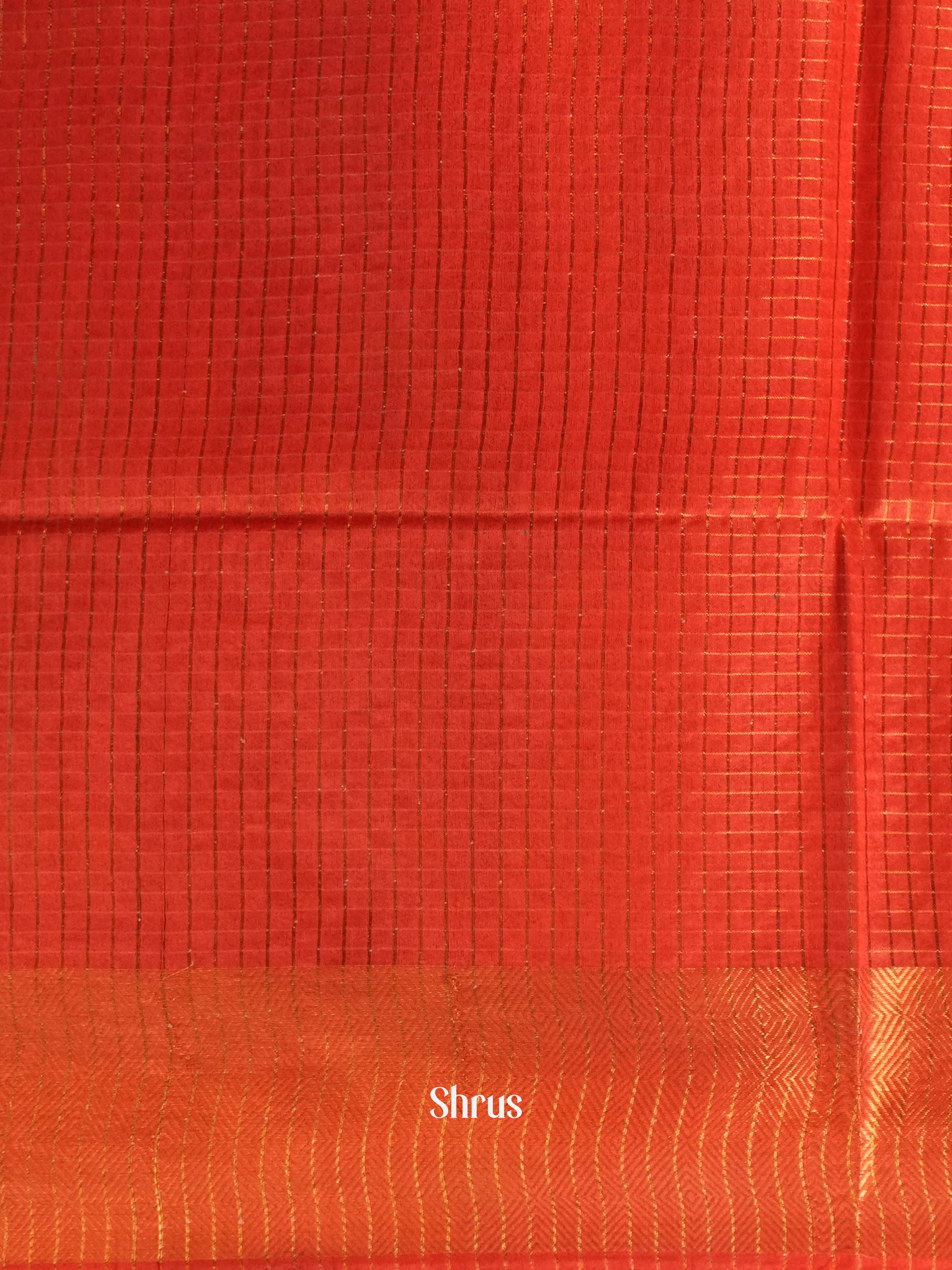 Blue & Red - Semi Tussar Saree - Shop on ShrusEternity.com