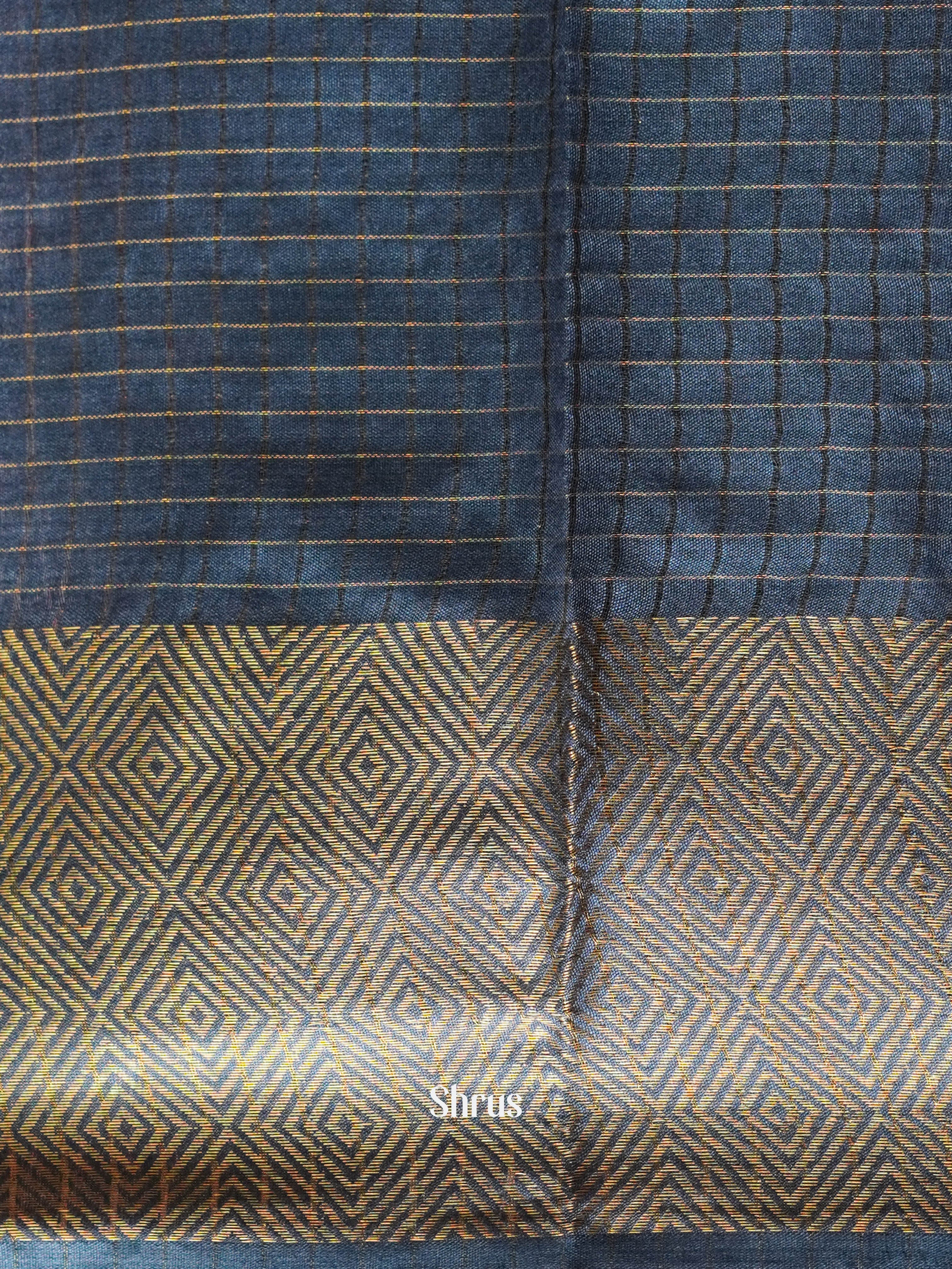 Teal & Grey- Semi Tussar Saree - Shop on ShrusEternity.com